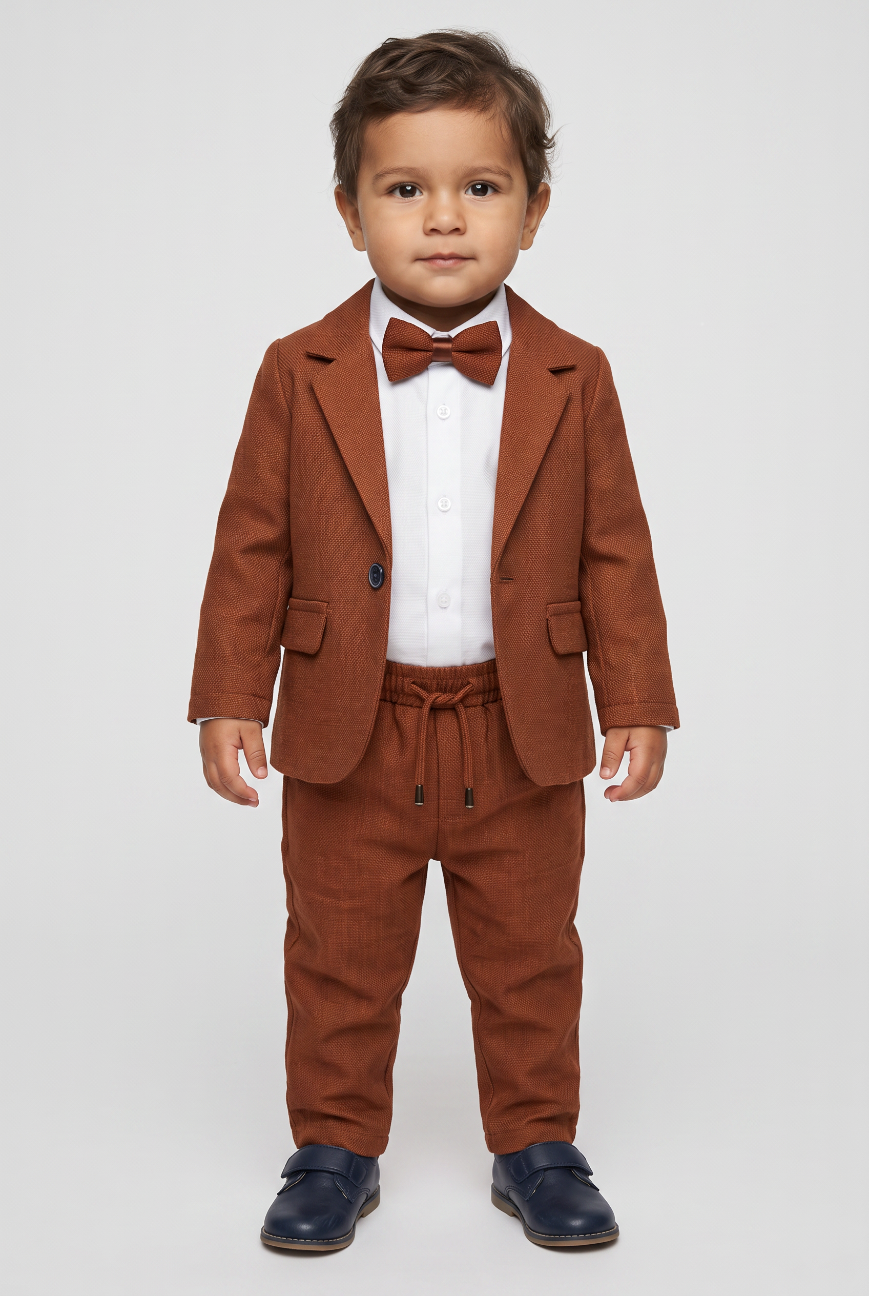 Baby Boys 4-Piece Slim Fit Textured Formal Suit - BASAK - Brown