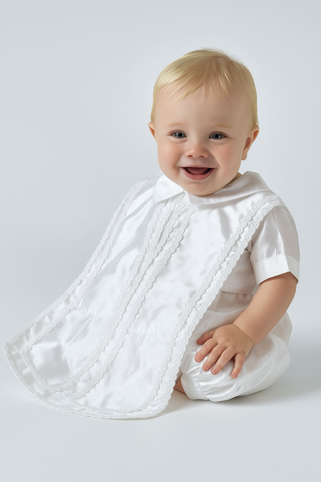Ensemble Combinaison de Baptême Blanc pour Garçons - THEO - Blanc