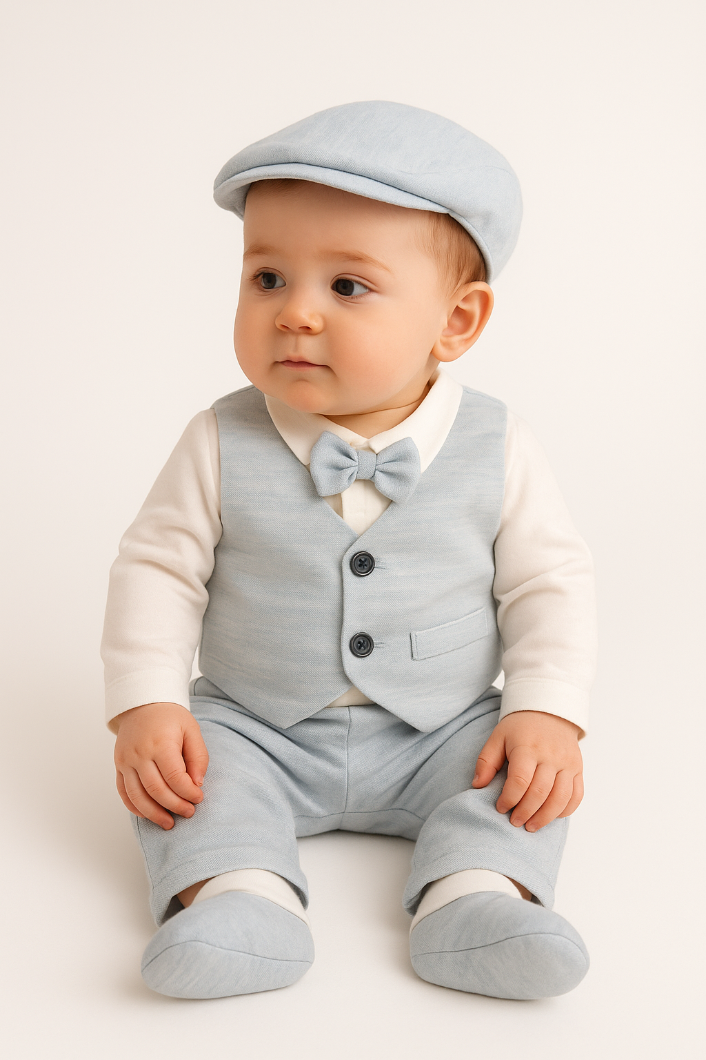 Ensemble grenouillère 5 pièces en coton pour bébé garçon - Bleu clair