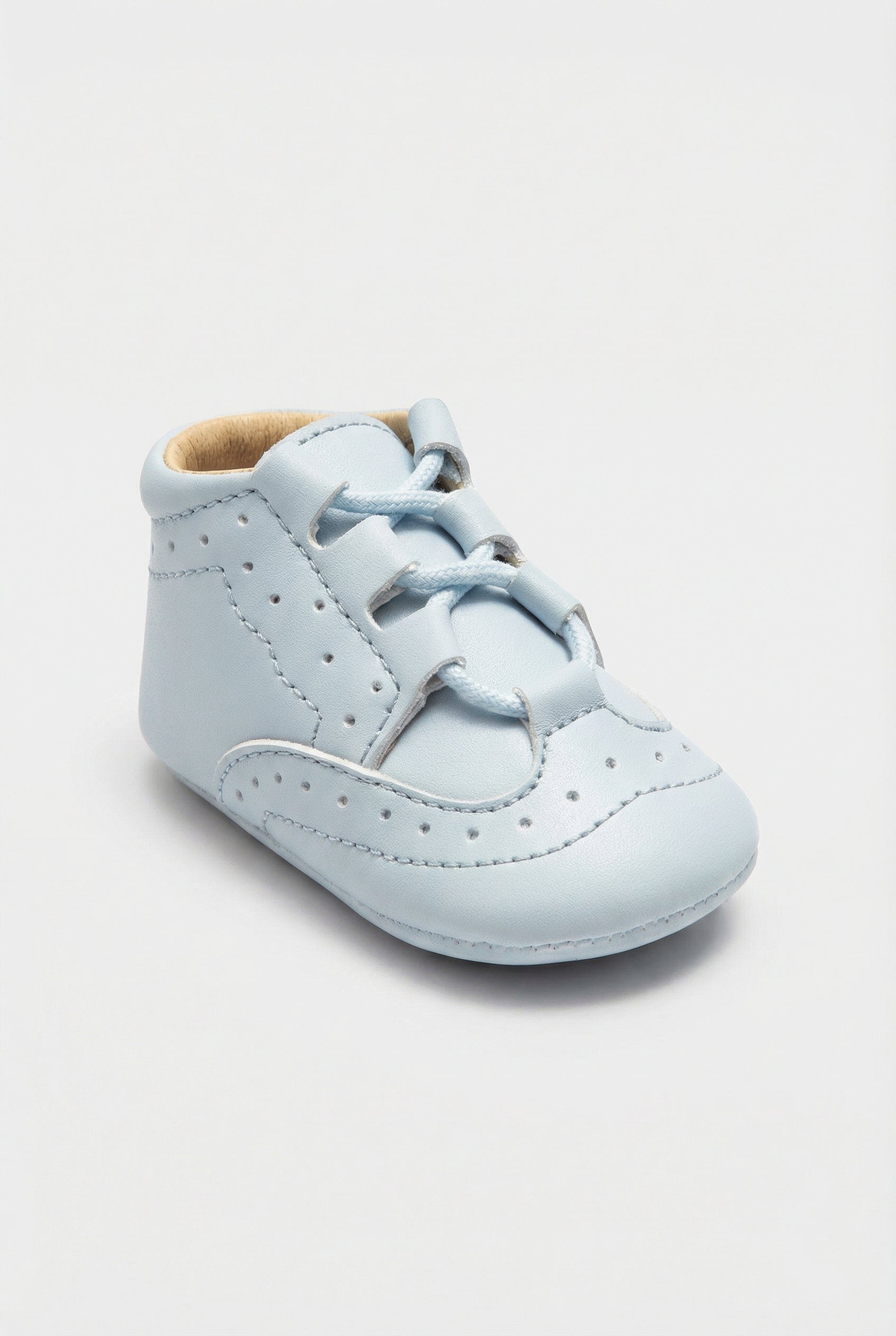 Baby Boys Patent Lace Up Pram Shoes - Leon - Blue Side Picture