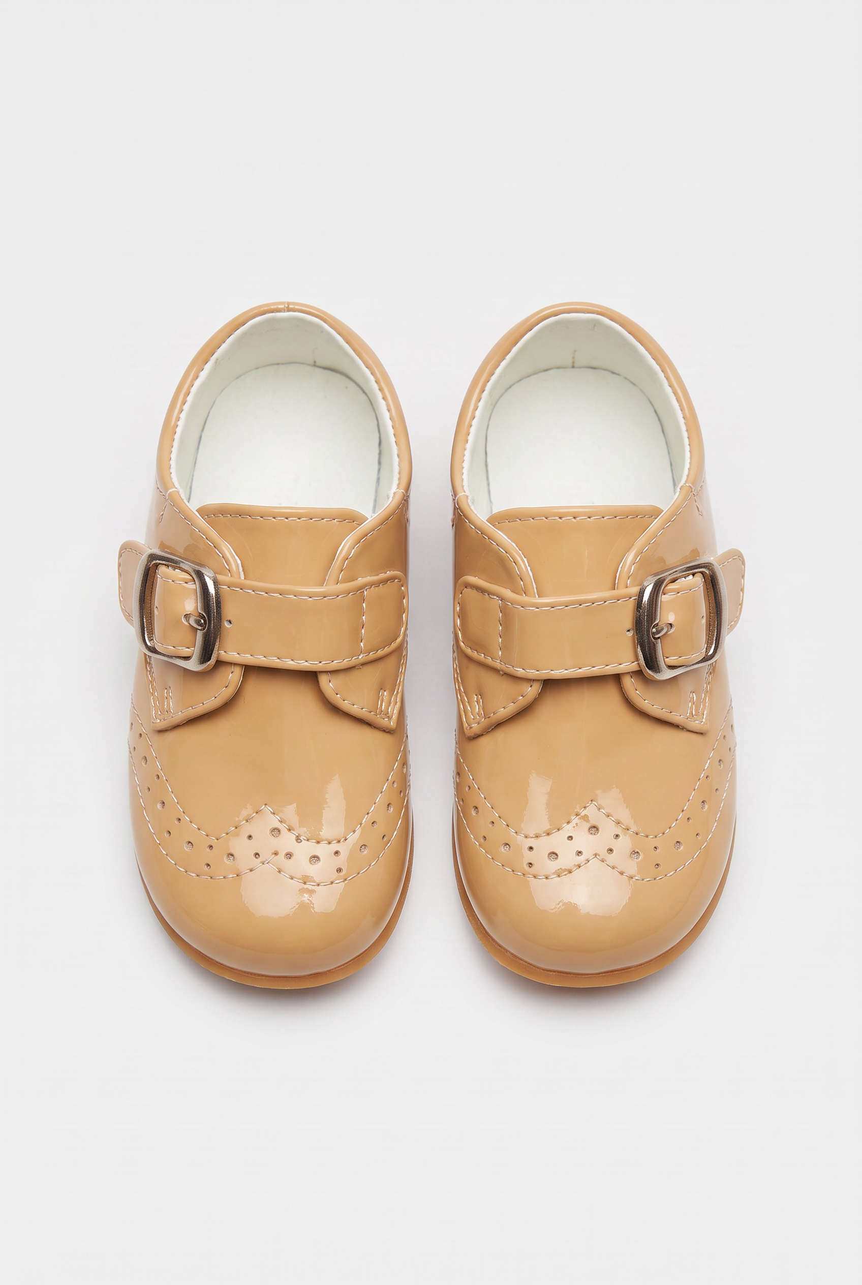 Scarpe formali da cerimonia per bambini e bambine con chiusura a strappo in Beige