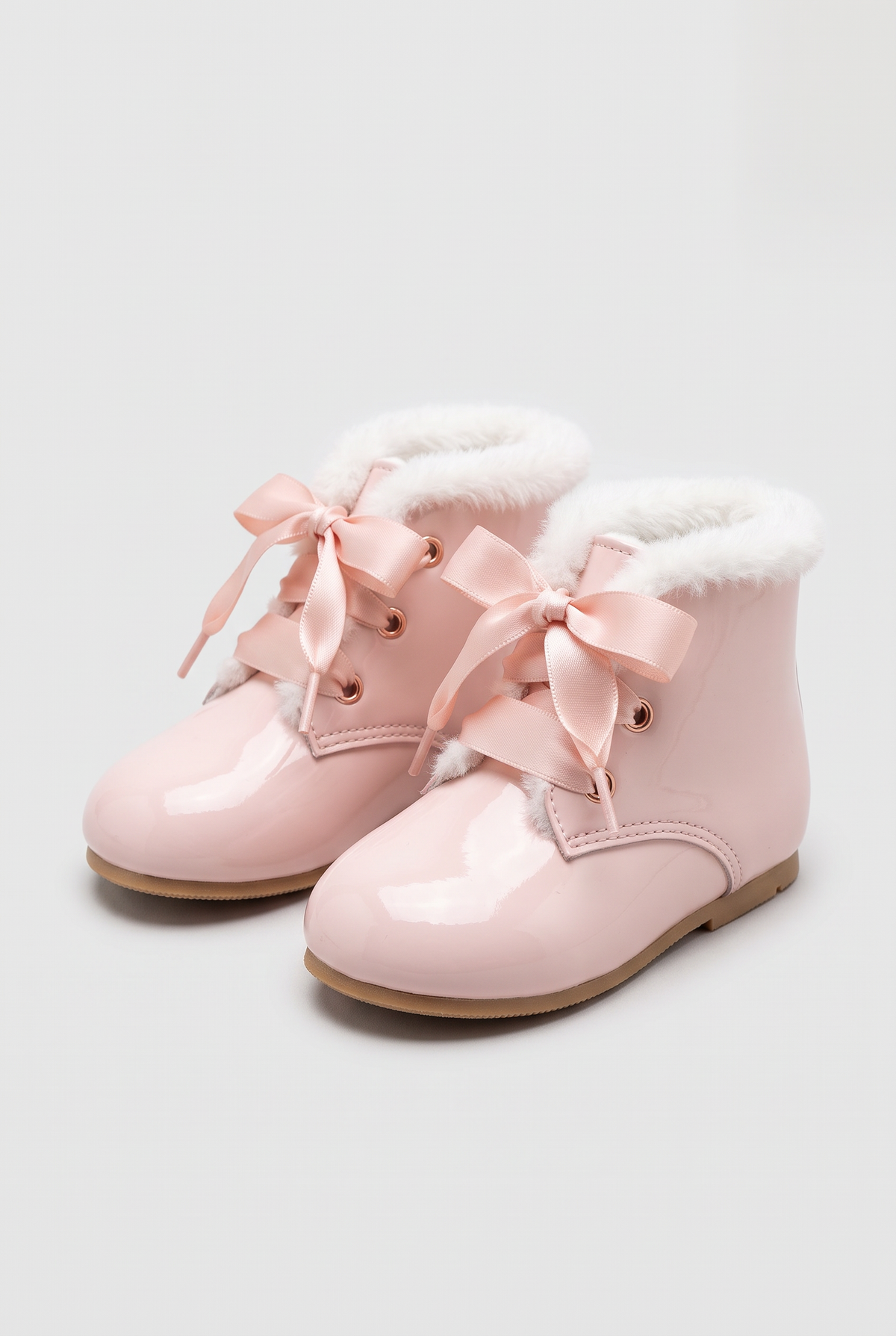 Baby Girls Fur Trim Lace Up Boots - Sevva Claudia Pink Side  Picture 