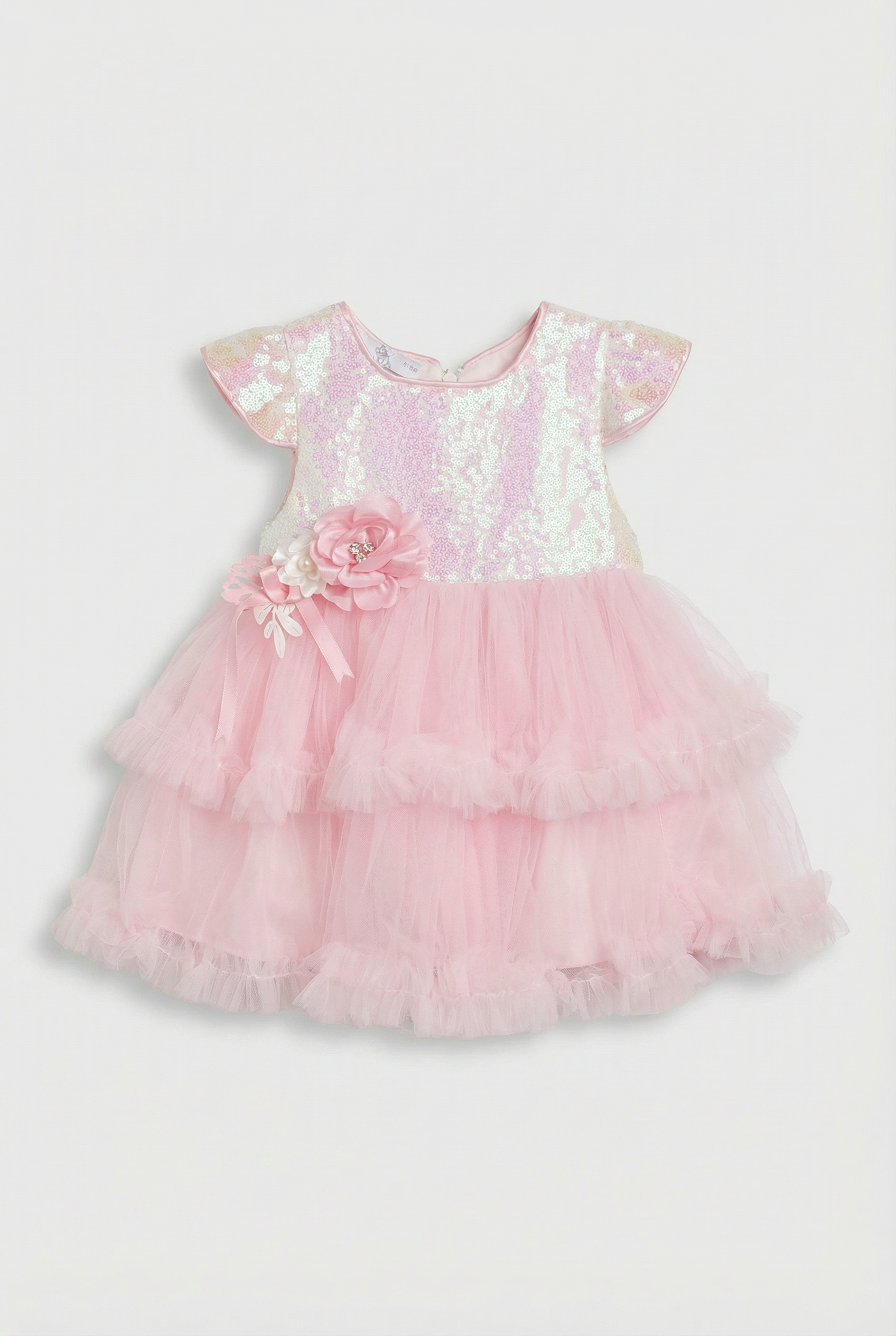 Vestito da festa in tulle con paillettes Rosa per bambina con fascia per capelli