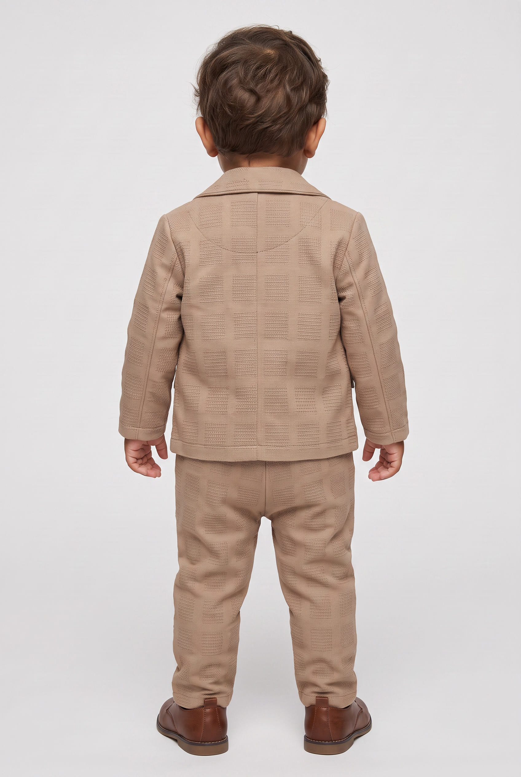 Baby Boys 3-Piece Slim Fit Textured Formal Suit - BASAK - Tan Brown
