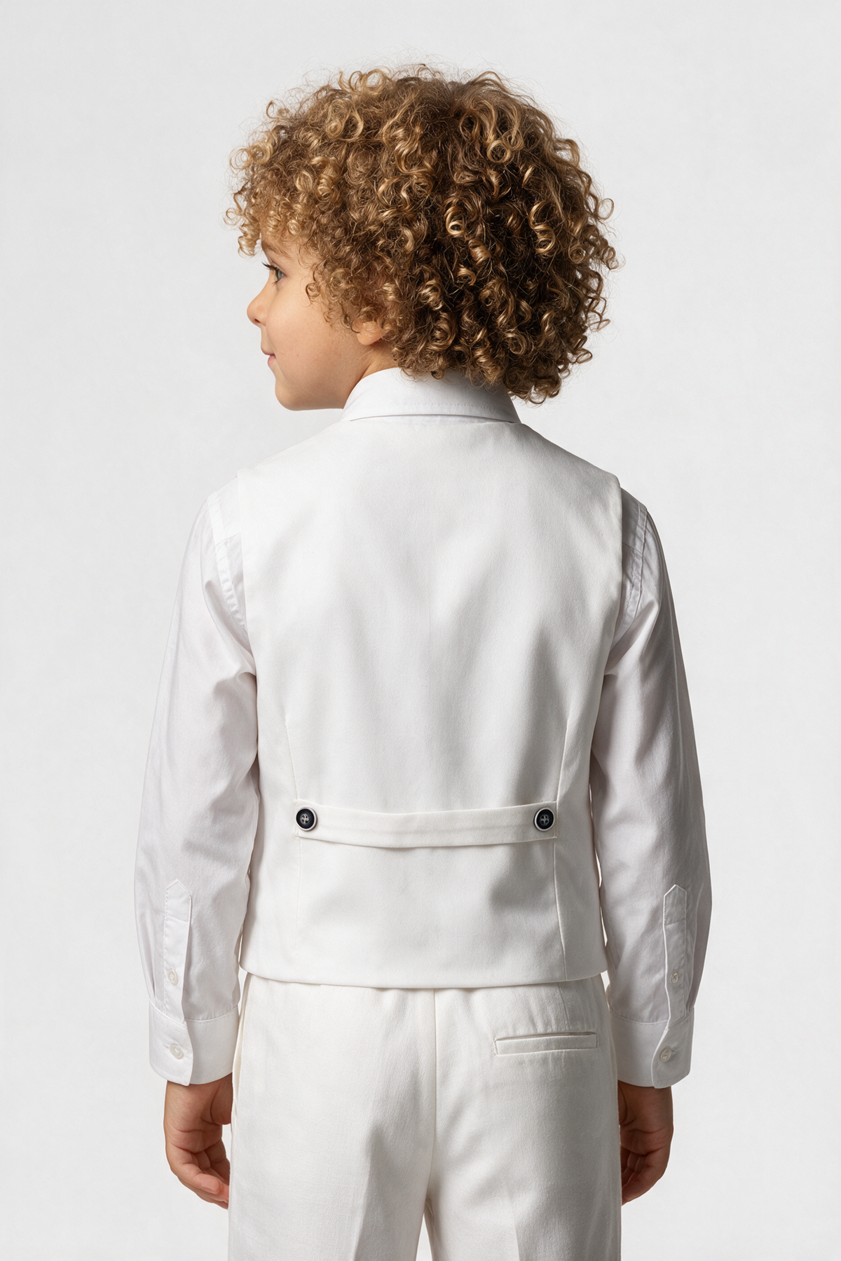 Baby & Boys 3-Piece White Cotton-Linen Waistcoat Suit Set - WHITBY