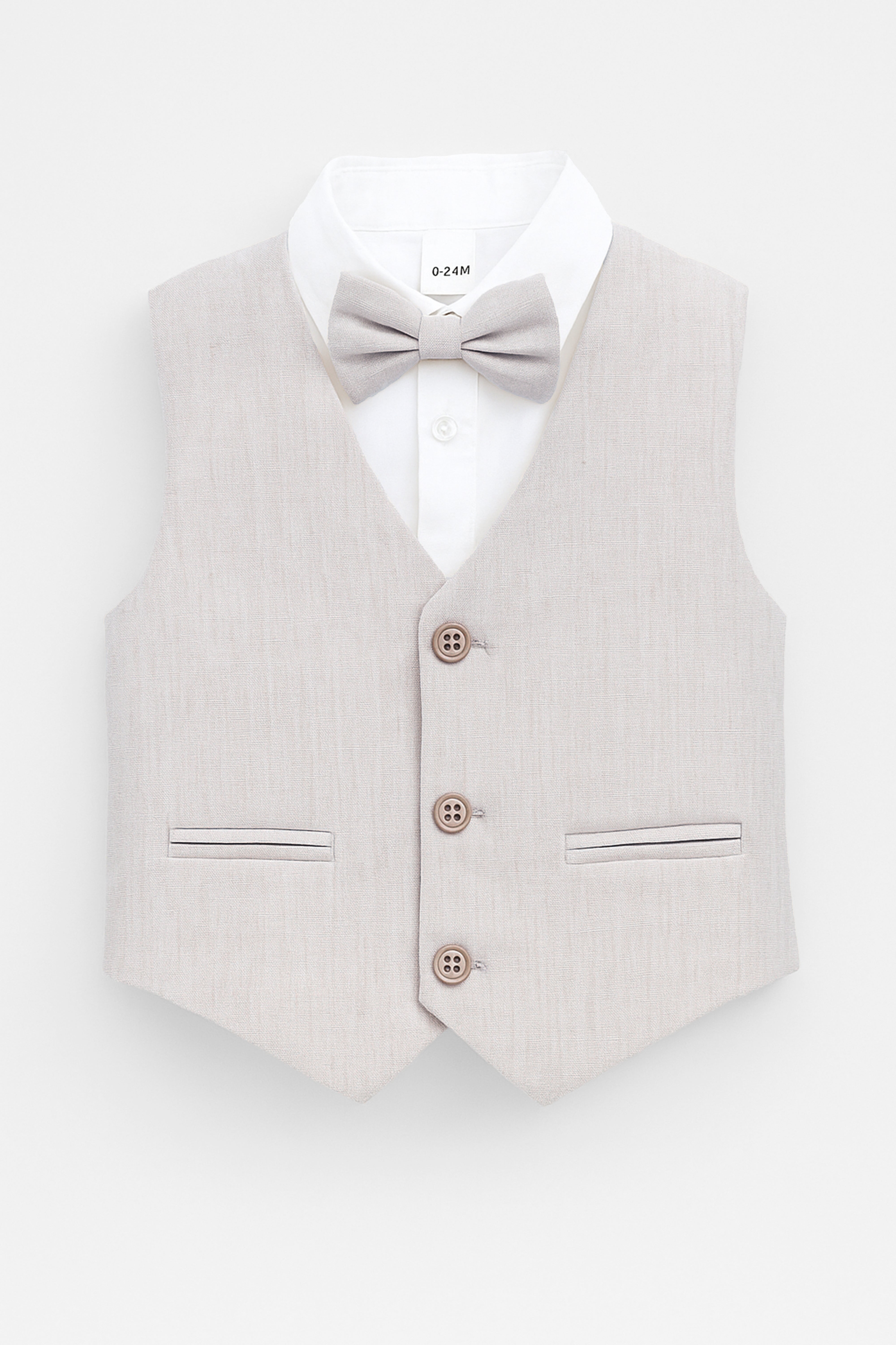 Baby & Boys 4-Piece Cotton-Linen Waistcoat Shorts Suit Set - Light Beige