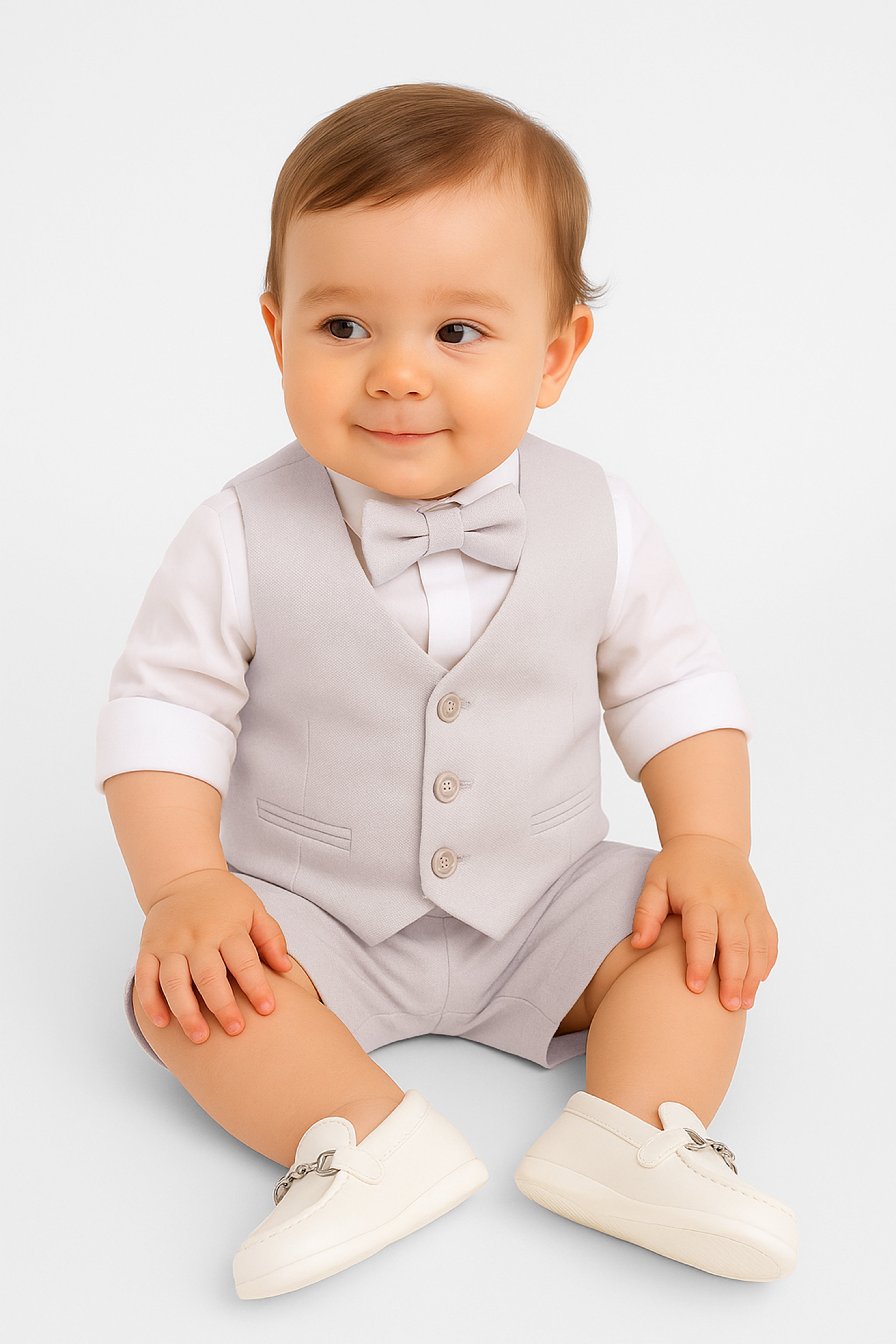 Baby & Boys 4-Piece Cotton-Linen Waistcoat Shorts Suit Set - Light Beige