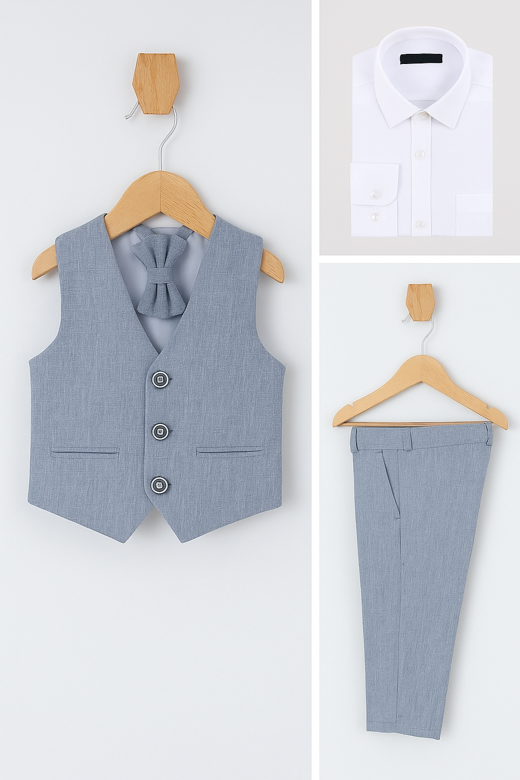 Baby & Boys 4-Piece Cotton-Linen Waistcoat Shorts Suit Set - Navy Blue