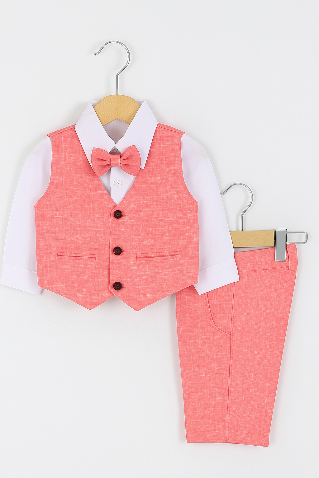 Baby & Boys 4-Piece Cotton-Linen Waistcoat Shorts Suit Set - Red