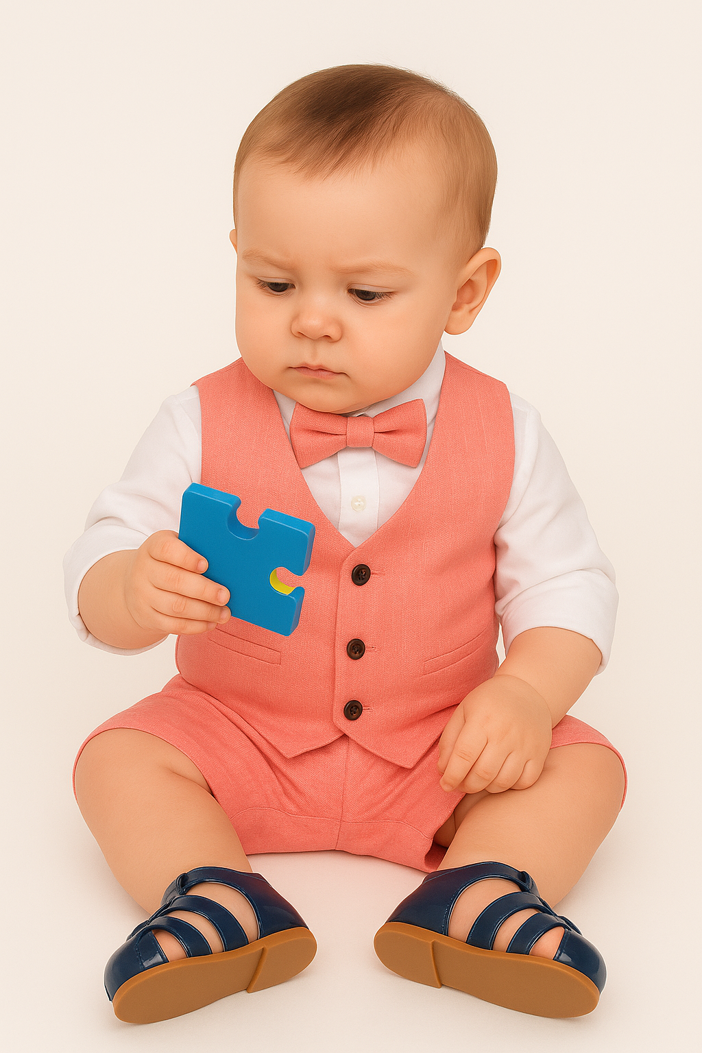 Baby & Boys 4-Piece Cotton-Linen Waistcoat Shorts Suit Set - Red