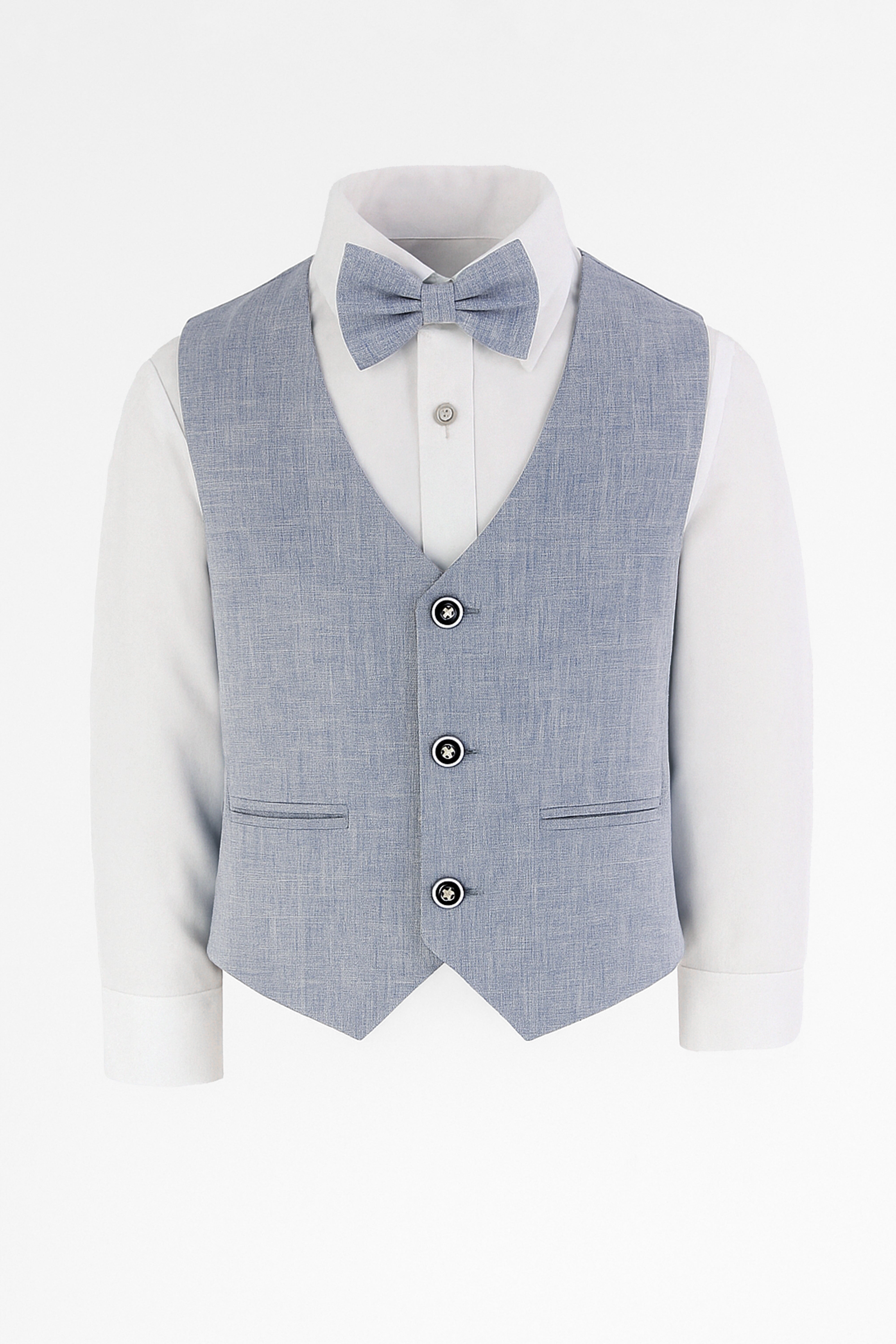 Ensemble gilet 4 pièces en coton et lin pour bébé et garçon - Bleu marine