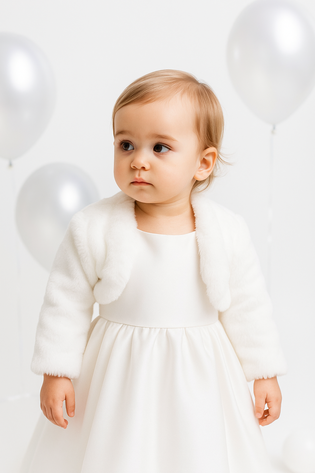 Baby & Girls' Fleece Bolero Jacket - GABRIELLA - Ivory Baby Picture