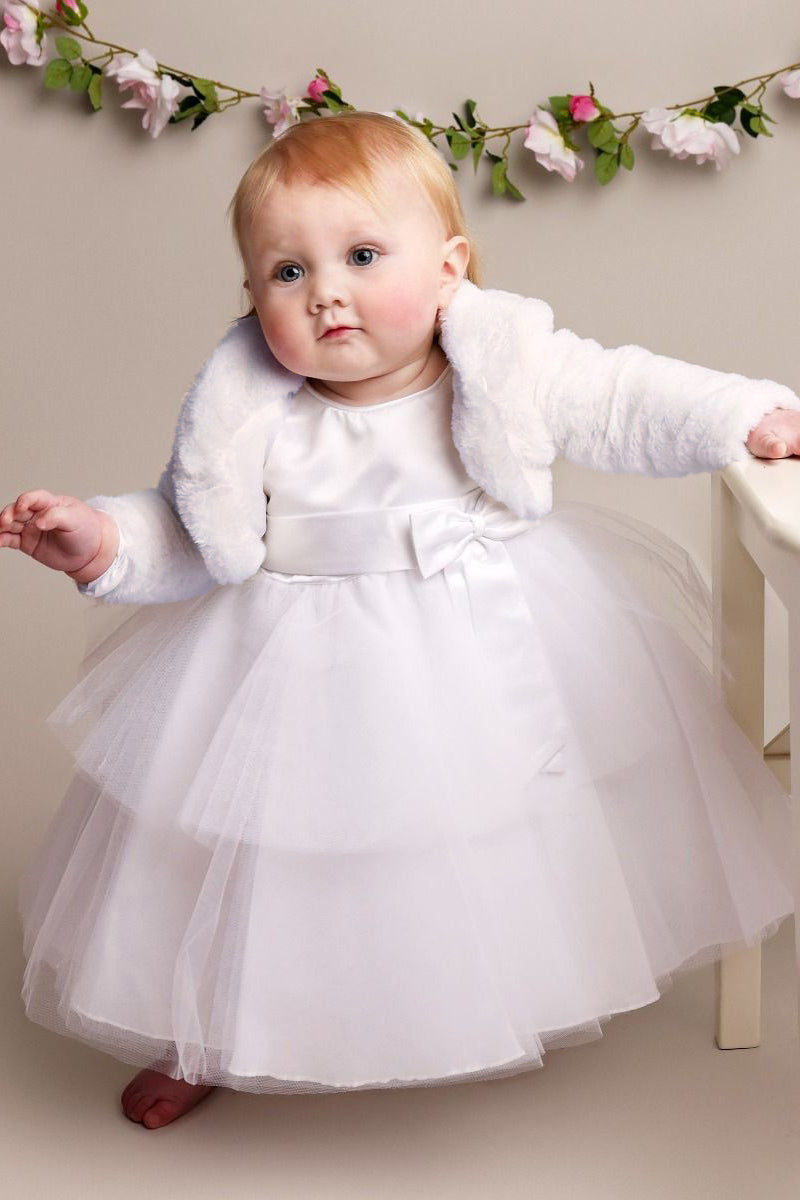Baby & Girls' Fleece Bolero Jacket - GABRIELLA - White Model Picture