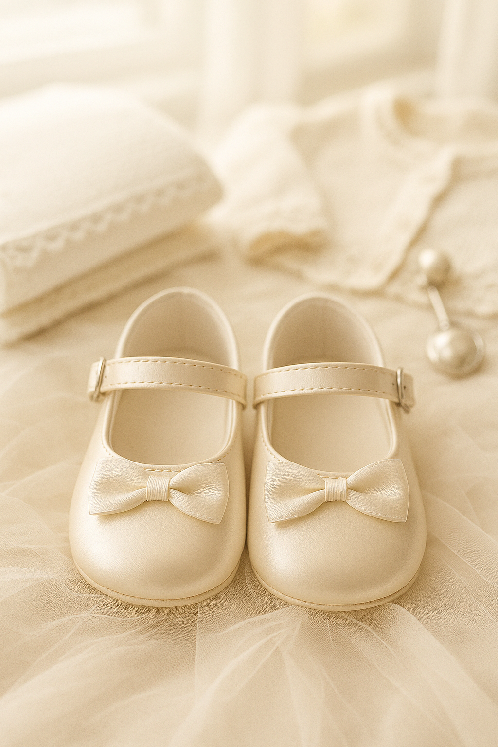 Baby Girls Soft Pre-Walker Shoes - Ecru