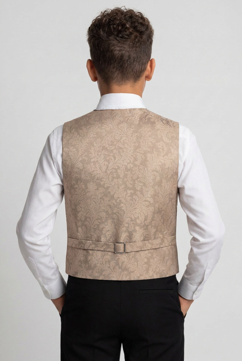 Jungen 2-teiliges Paisley-Jacquard-Weste und Krawattenschal Set – Gold