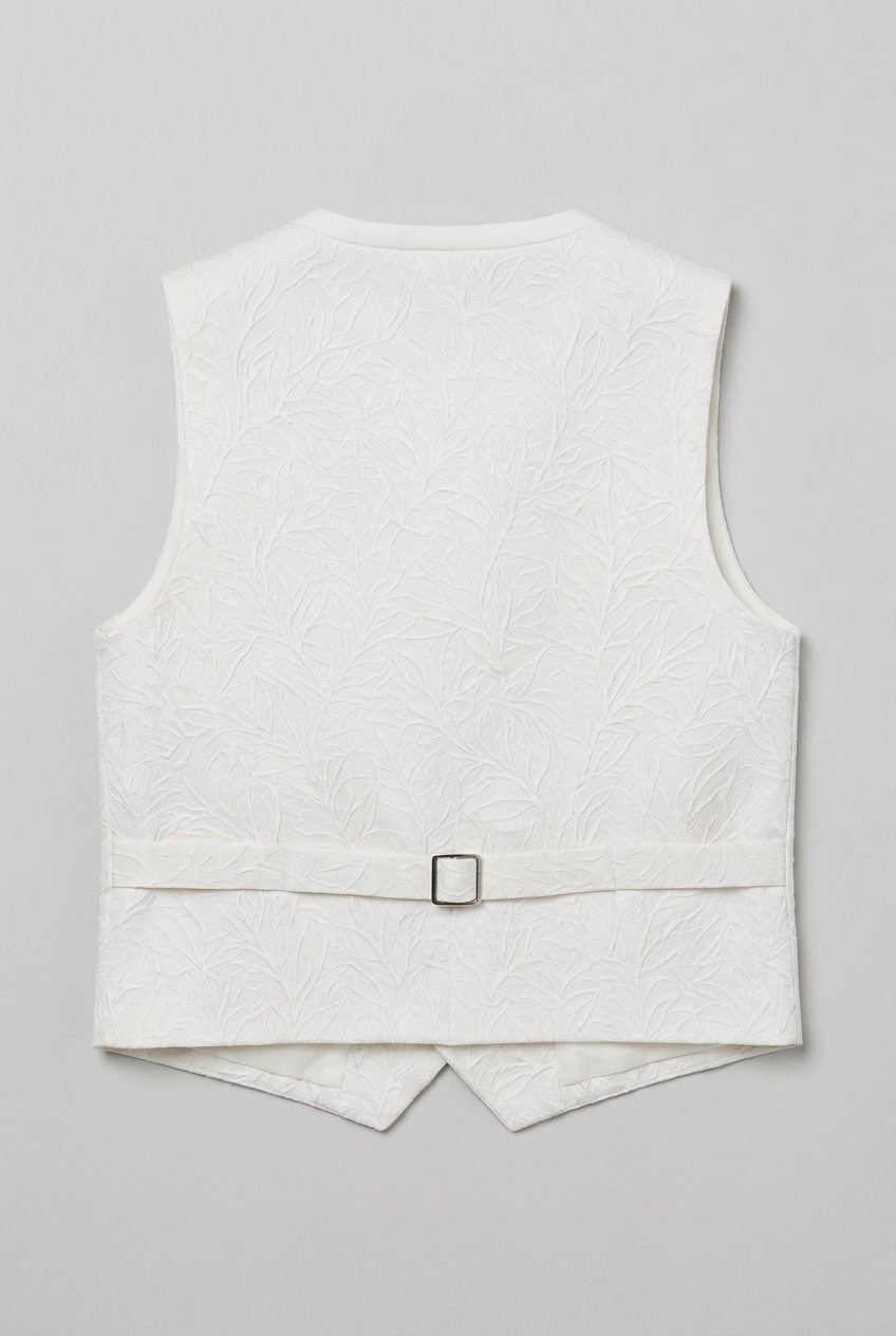 Boys 2-Piece Paisley Jacquard Waistcoat Cravat Set  - White Back Picture