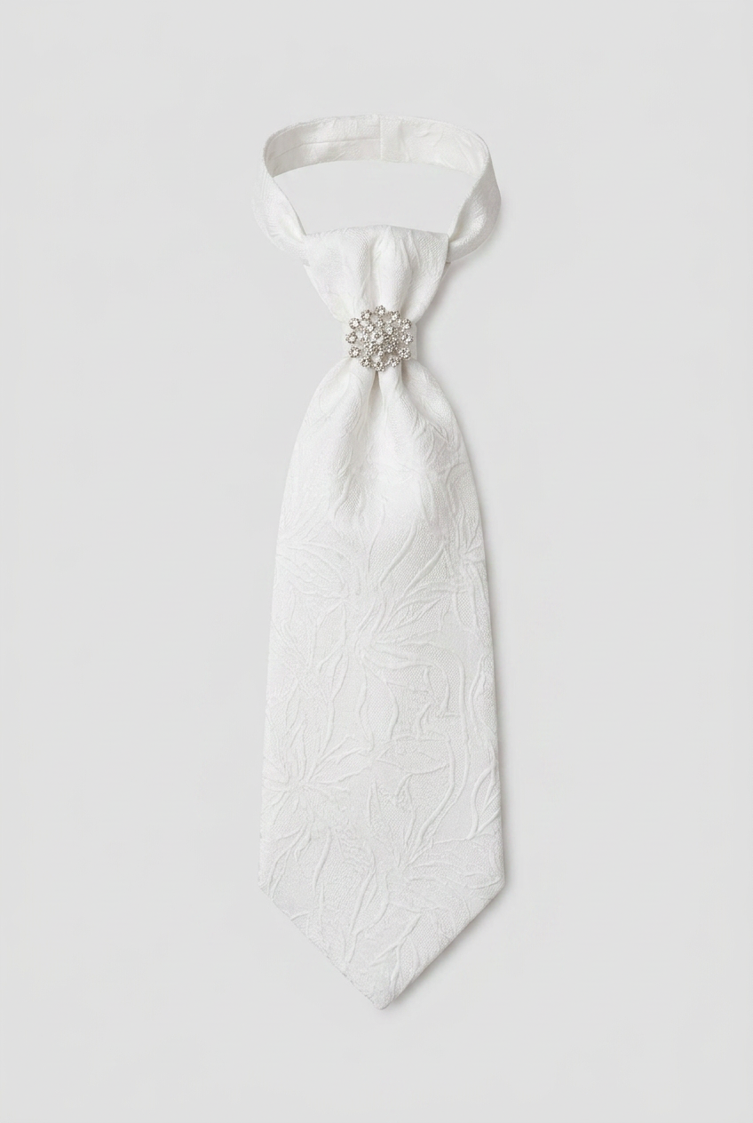 Boys 2-Piece Paisley Jacquard Waistcoat Cravat Set  - White Accessories
