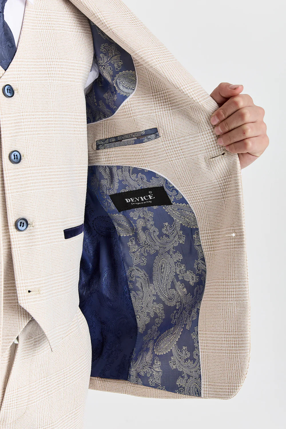 Jungen 3-teiliger Glencheck Tweed Anzug - Regent - Creme