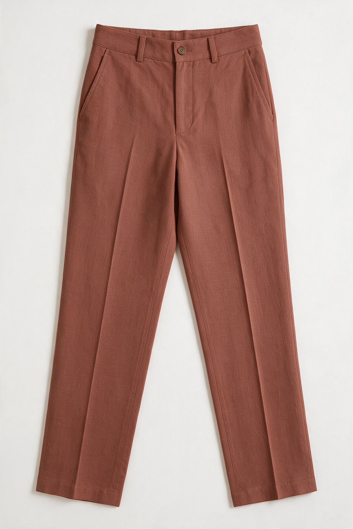 Boys 3-Piece Linen Casual Suit with T-Shirt - Keten - Cinnamon Brown Trousers Picture