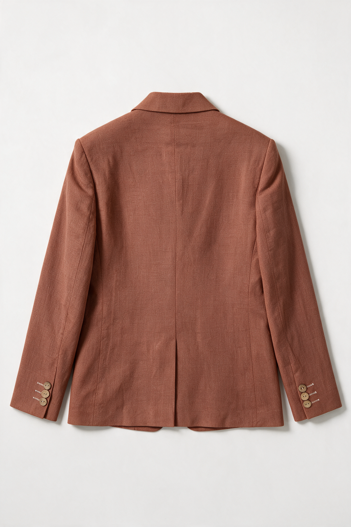 Boys 3-Piece Linen Casual Suit with T-Shirt - Keten - Cinnamon Brown Blazer  Back Picture
