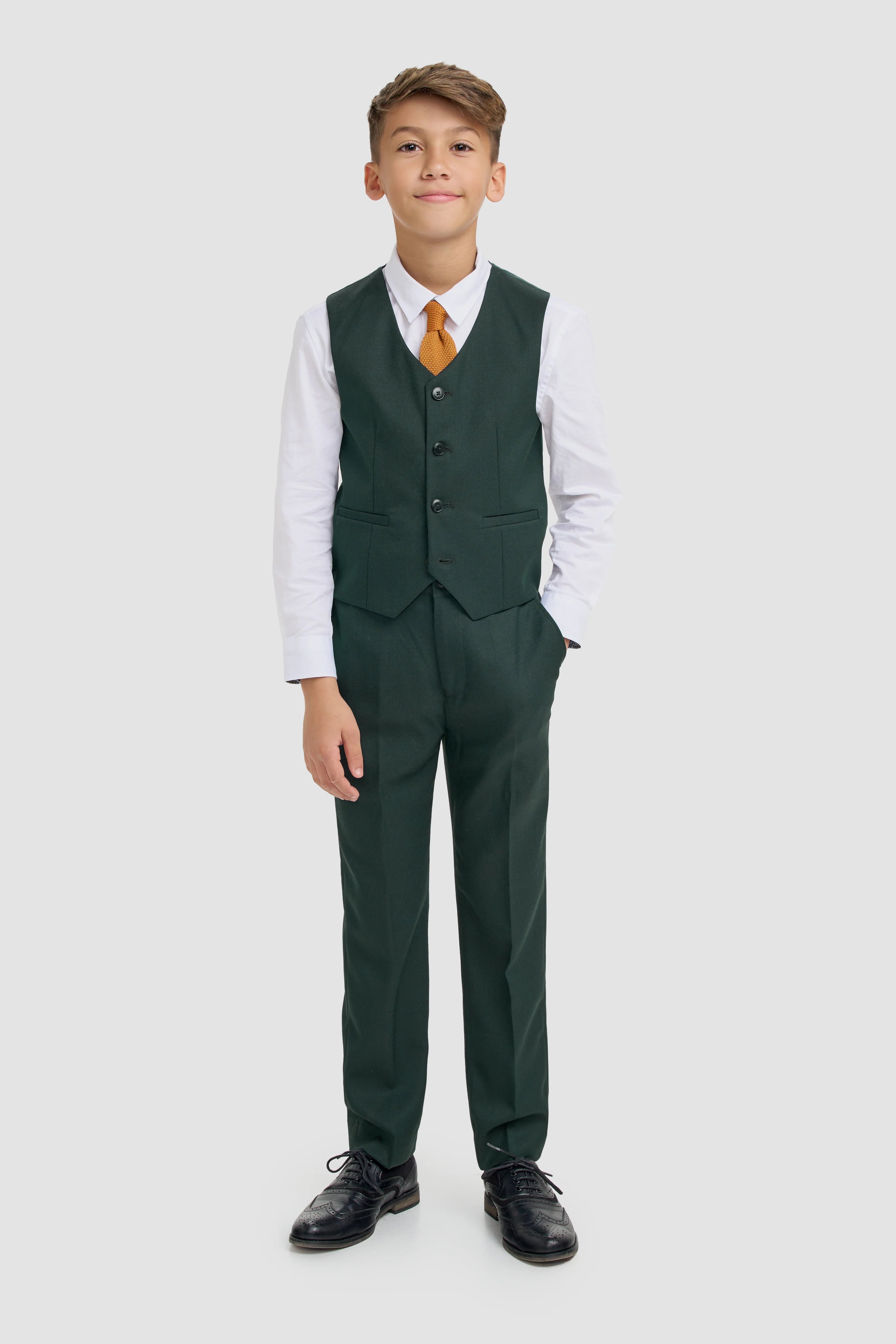 Jungen 3-teiliger Slim Fit Anzug - Malibu - Wald Grün