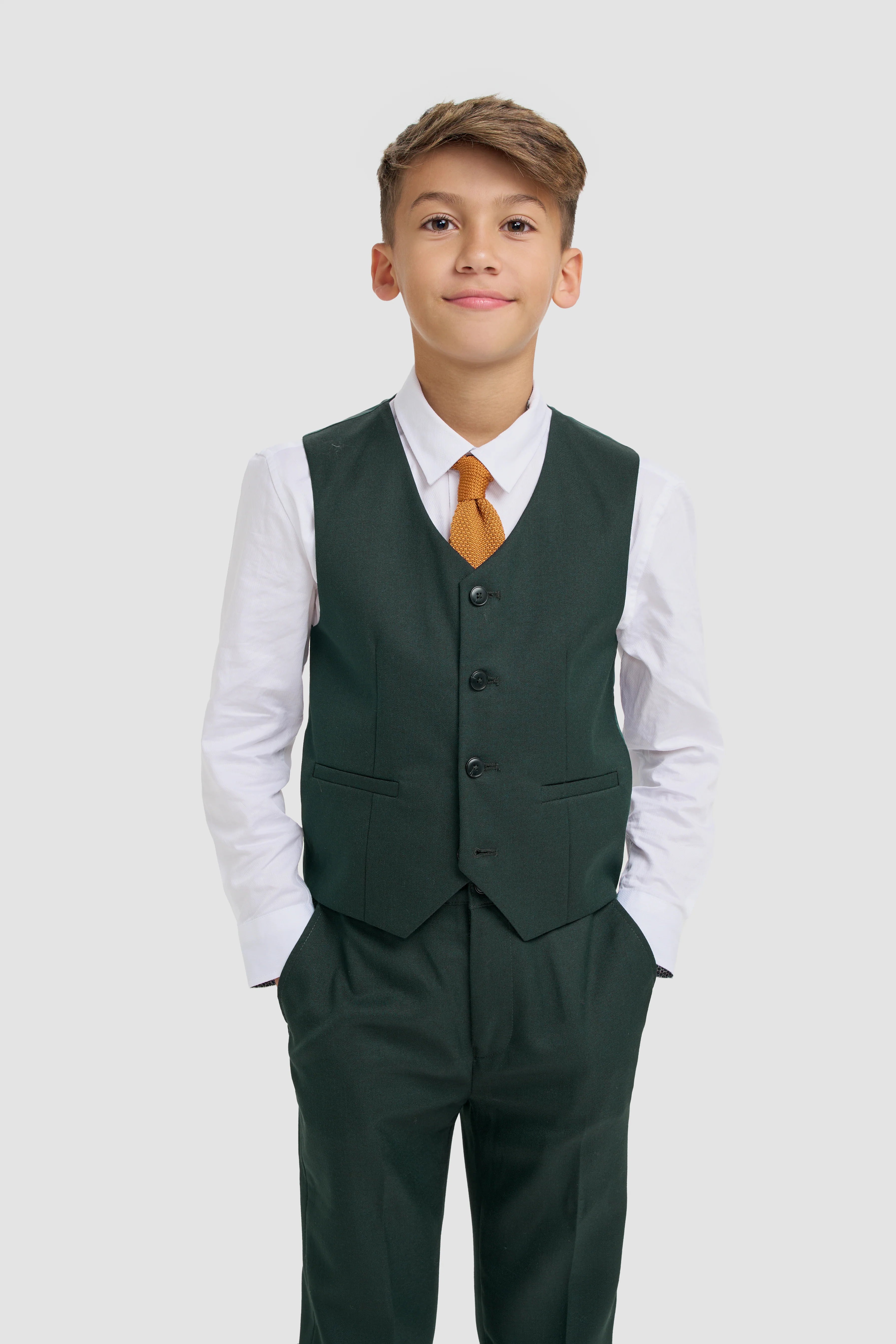 Jungen 3-teiliger Slim Fit Anzug - Malibu - Wald Grün