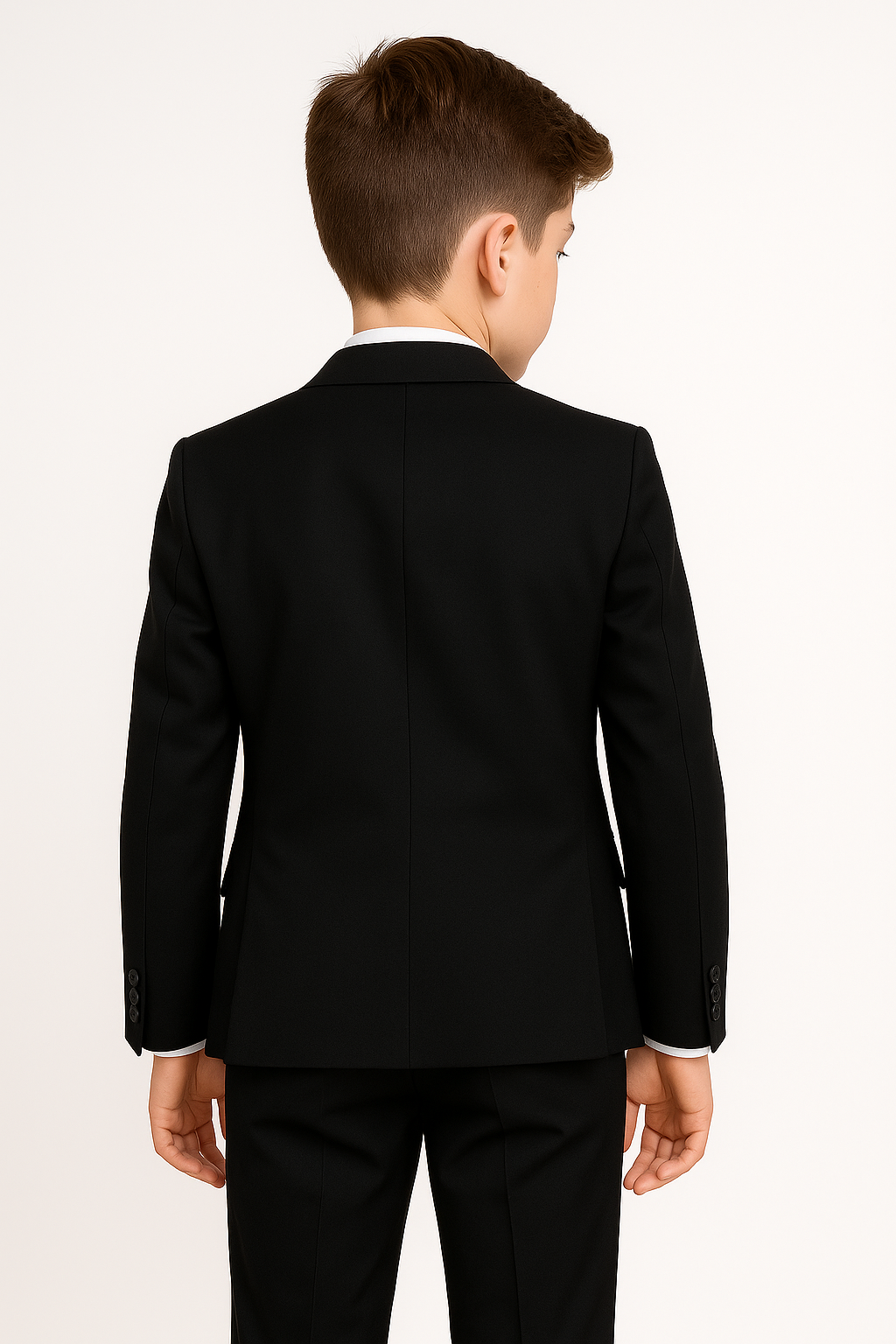 Boys 3-Piece Wool Tailored Fit Suit - Paris - Black Back Picture
