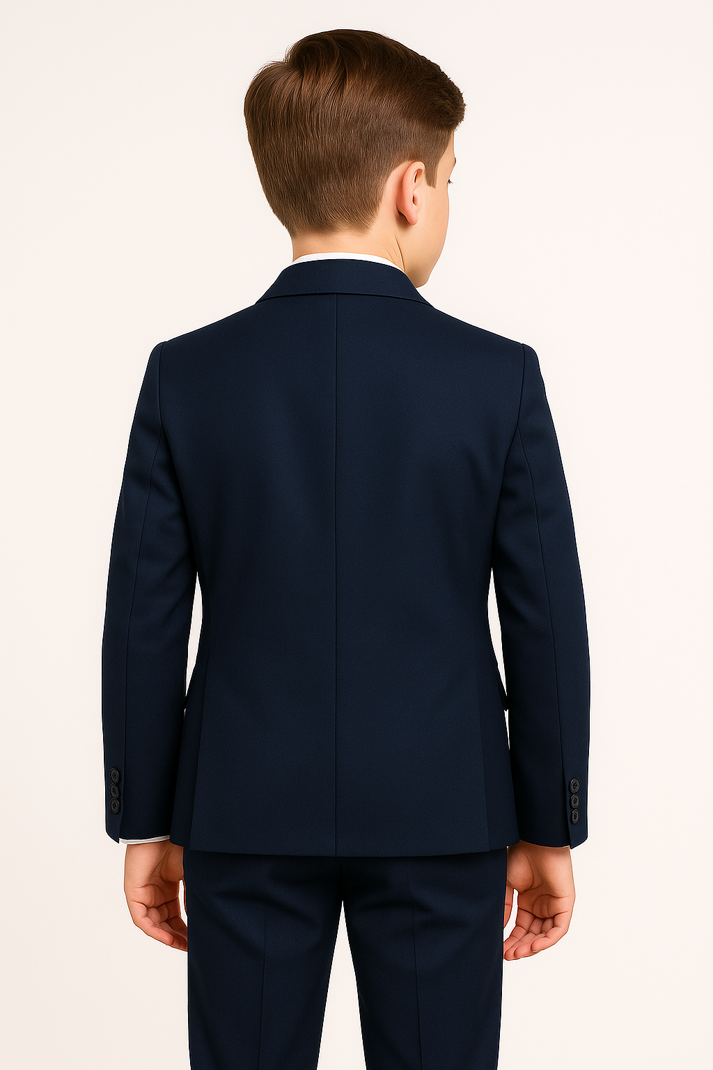 Boys 3-Piece Wool Tailored Fit Suit - Paris - Navy Back Picture