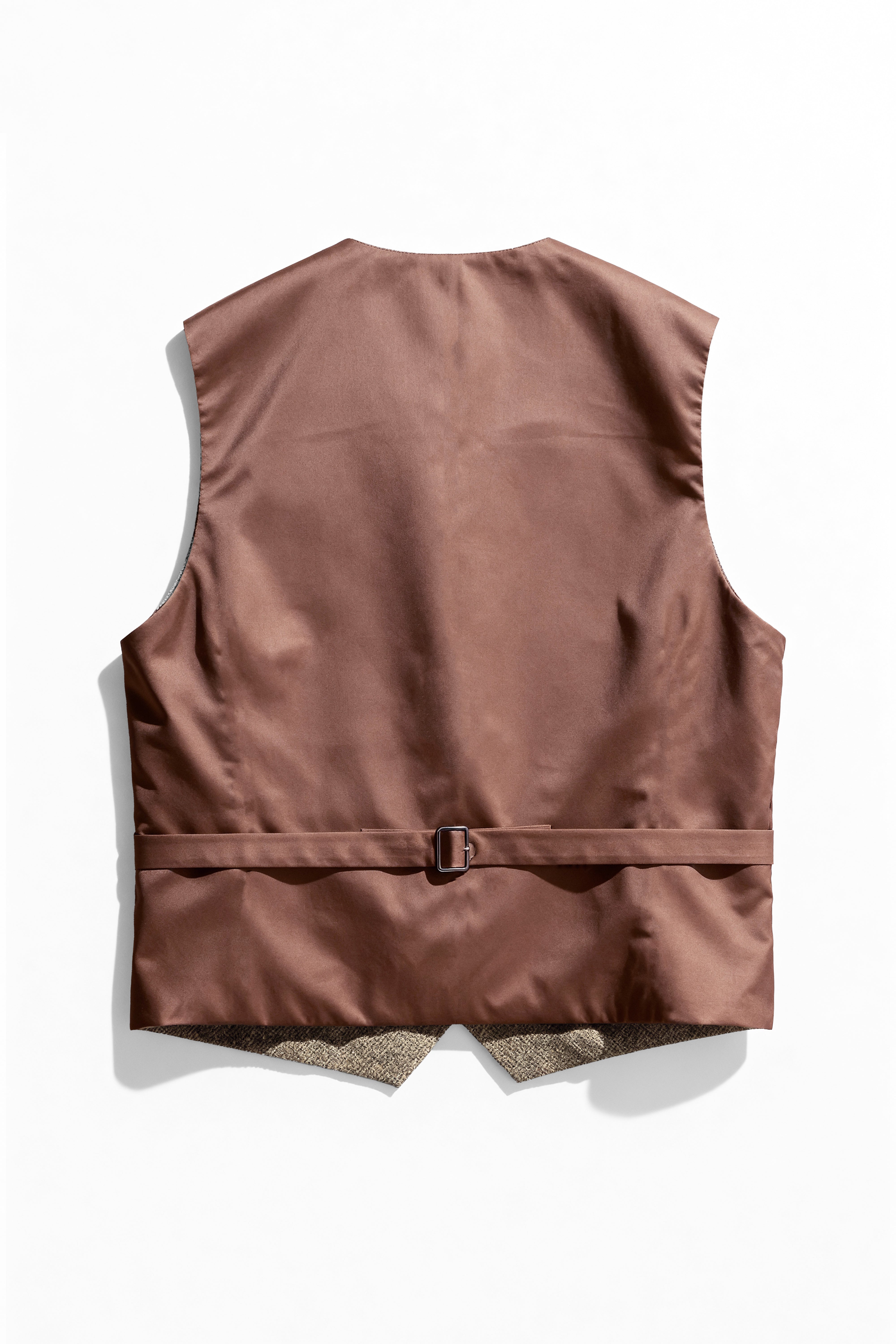 Boys 3-Piece Wool Tweed Windowpane Check Suit - Liam - Beige - Waistcoat Picture Back Picture