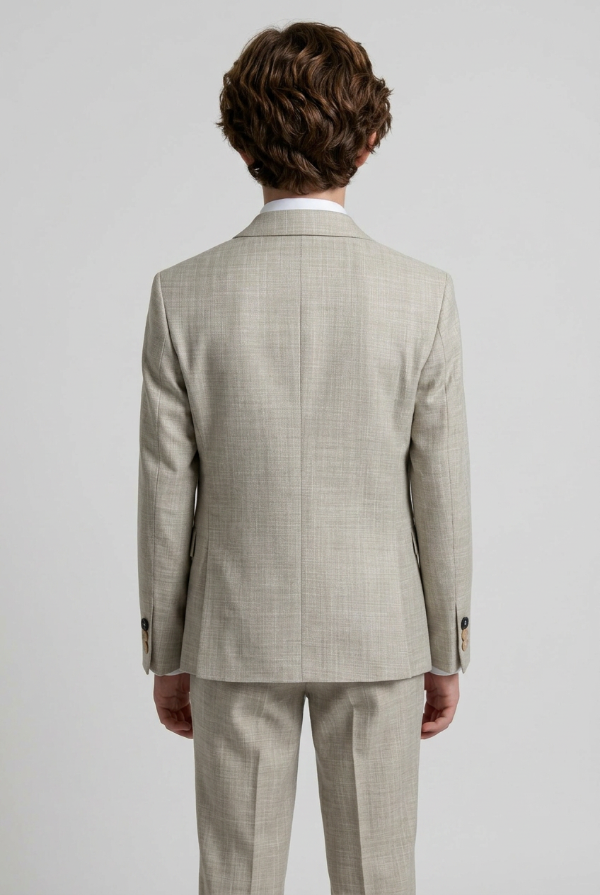Costume slim fit garçon 3 pièces avec gilet croisé - Alfred Beige
