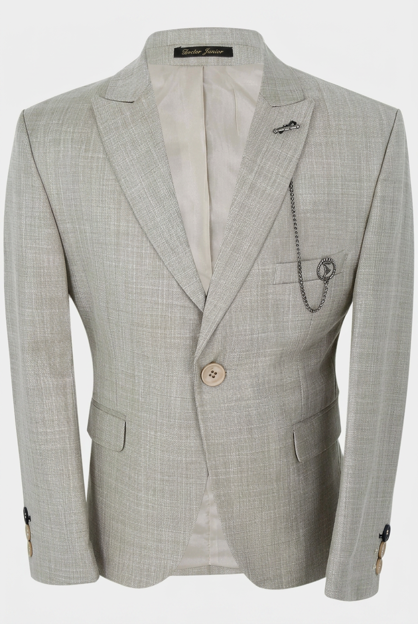 Costume slim fit garçon 3 pièces avec gilet croisé - Alfred Beige