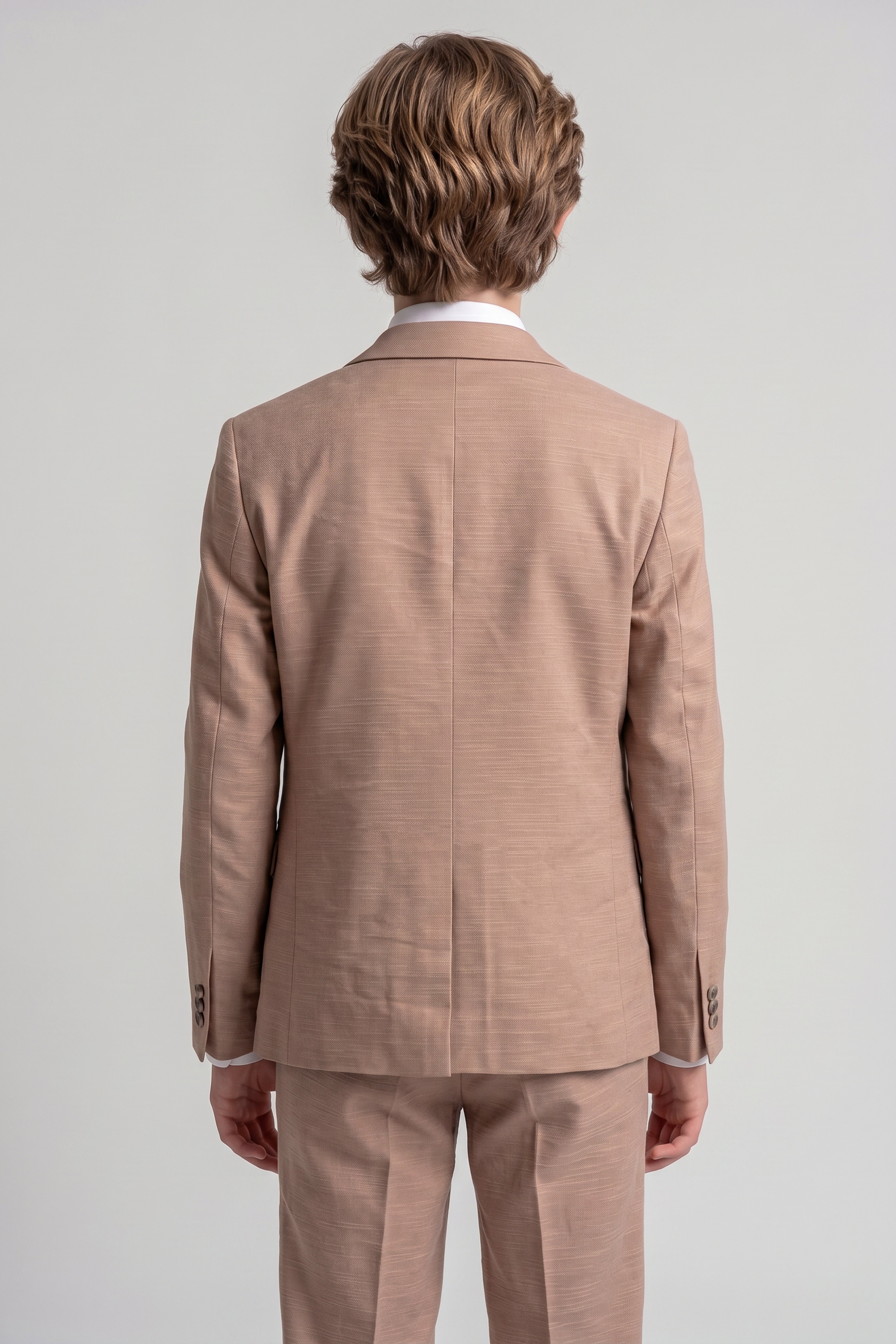 Boys 4-Piece Cotton Casual Suit - Brown Back Picture