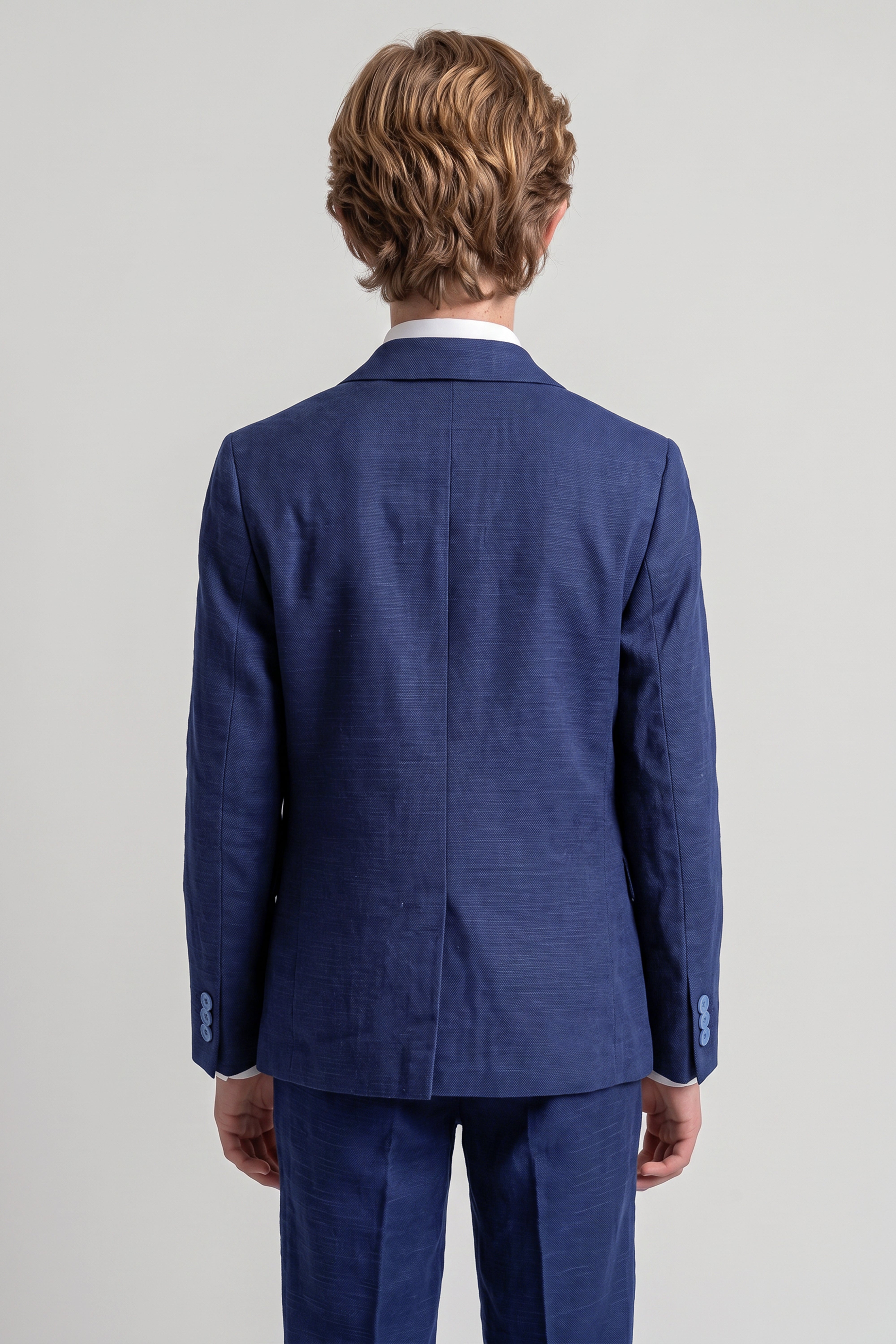 Boys 4-Piece Cotton Casual Suit - Navy Model Back Picture