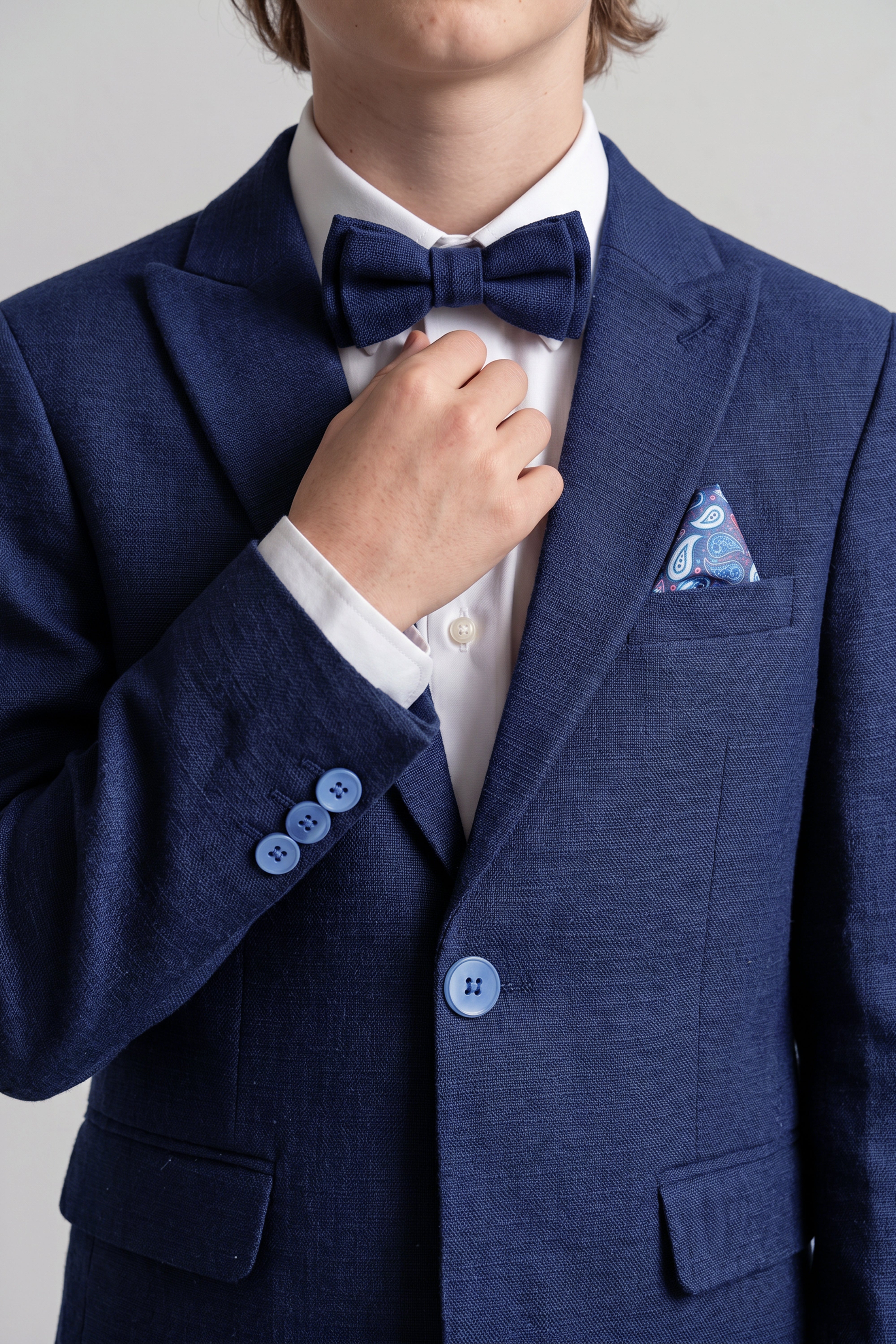 Boys 4-Piece Cotton Casual Suit - Navy Detail Picture