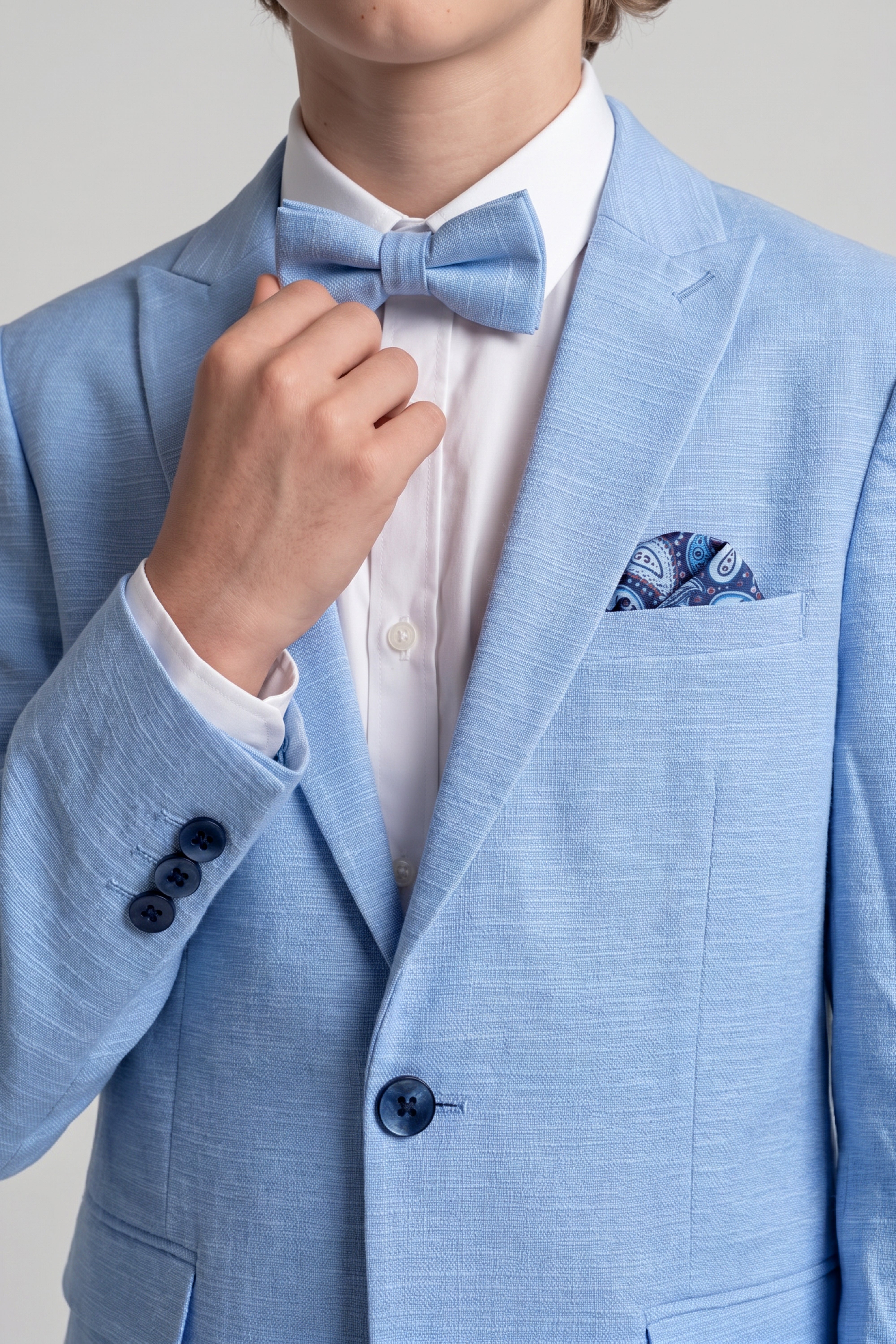Boys 4-Piece Cotton Casual Suit - Sky Blue Detail Picture
