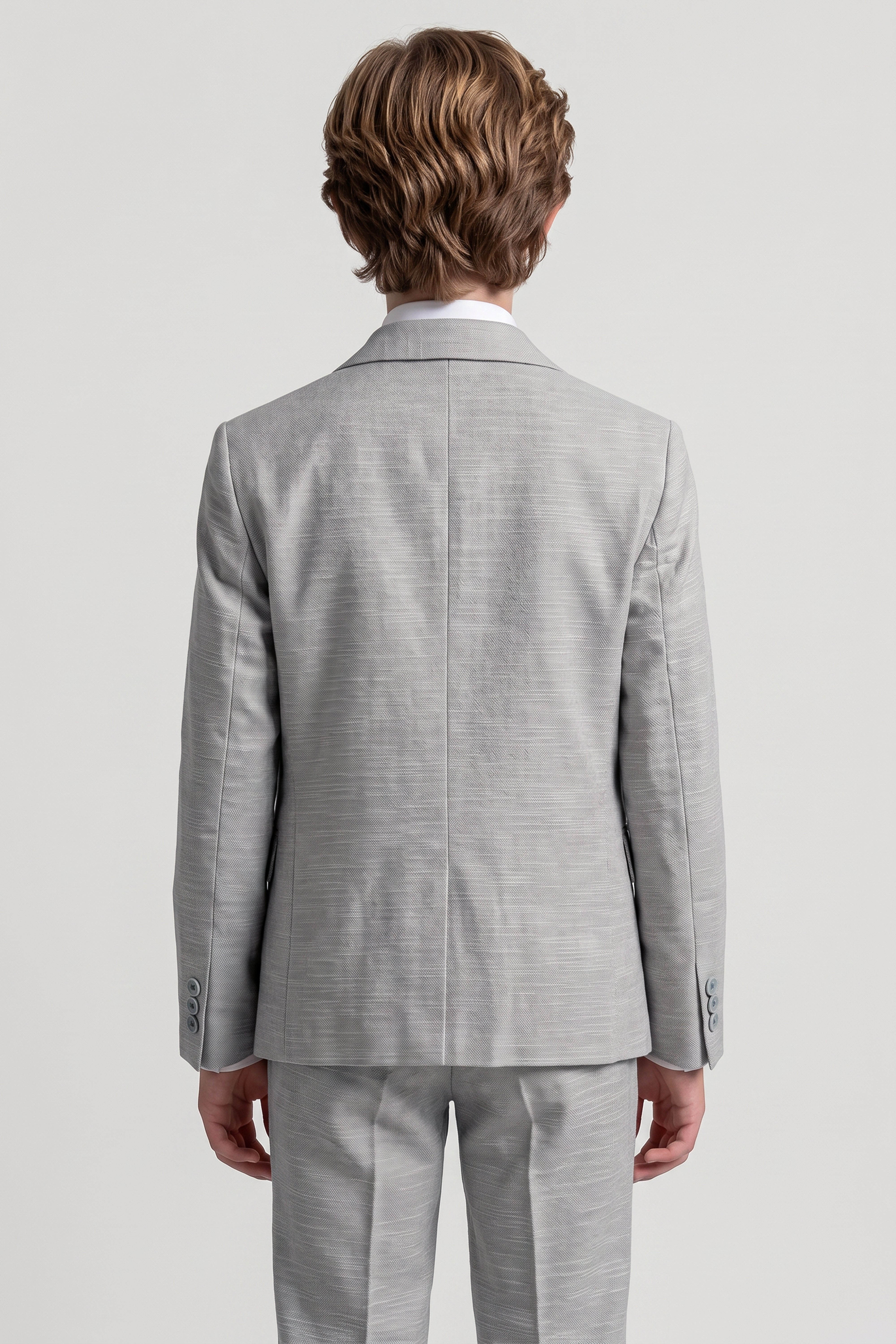 Boys 4-Piece Cotton Casual Suit - Stone  Model Back Picture