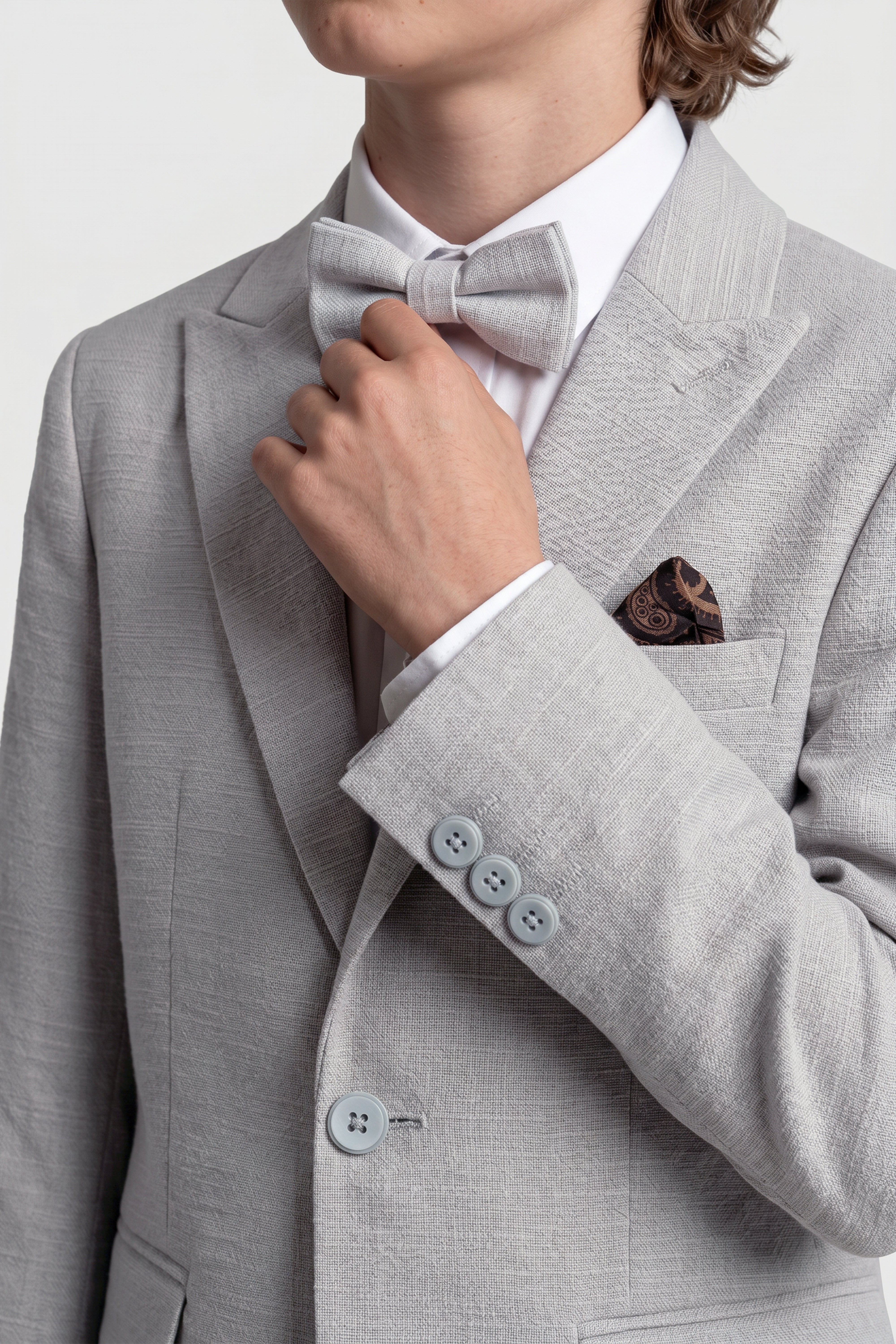 Boys 4-Piece Cotton Casual Suit - Stone  Detail Picture