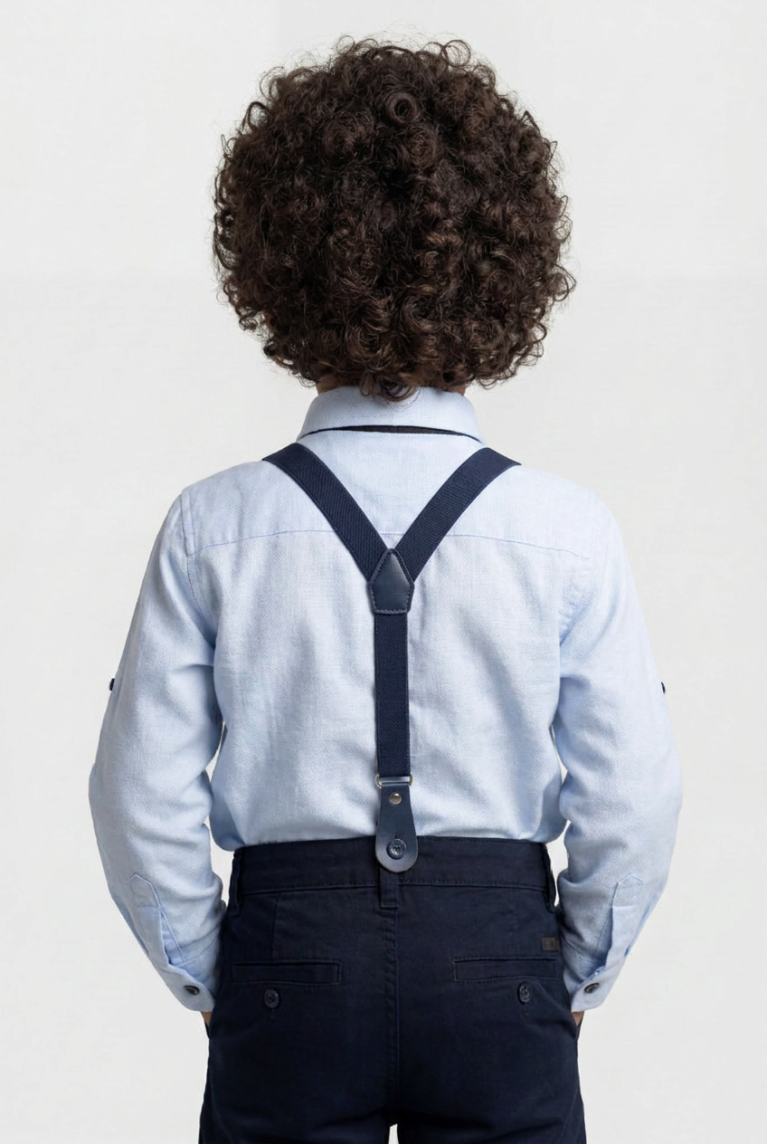 Conjunto de 4 piezas de algodón para niños caballeros - Azul claro y Azul marino