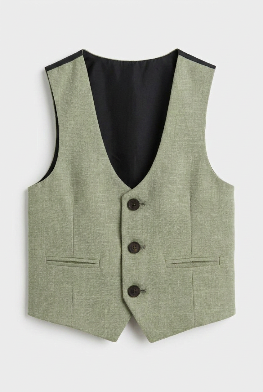 Traje casual inteligente de algodón para niños de 5 piezas - Verde Salvia