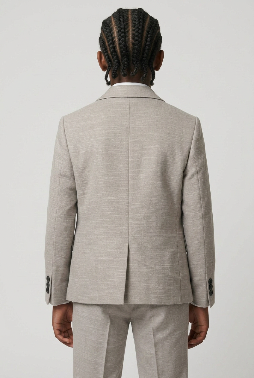 Boys 5-Piece Cotton Smart Casual Suit - Stone Grey