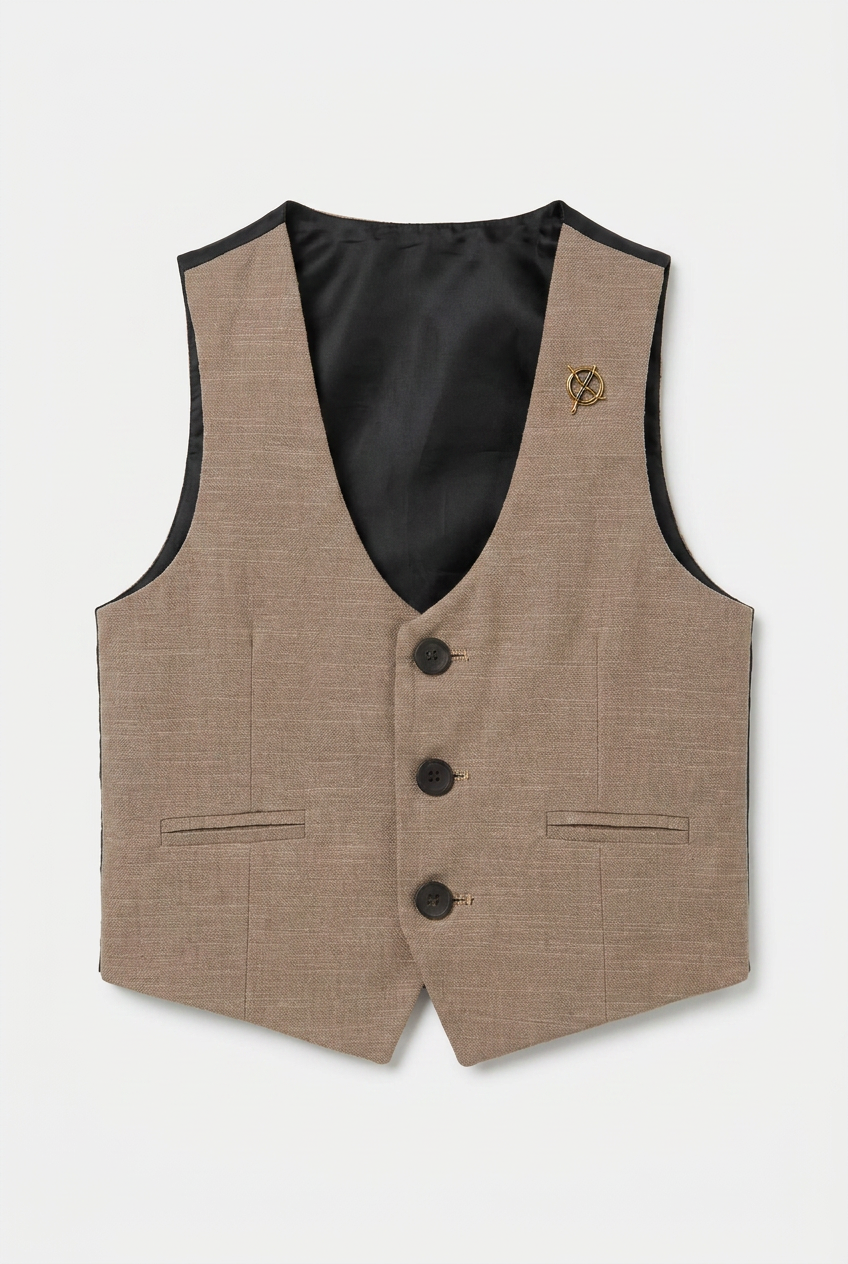 Traje casual inteligente de algodón para niños de 5 piezas - Marrón claro tan