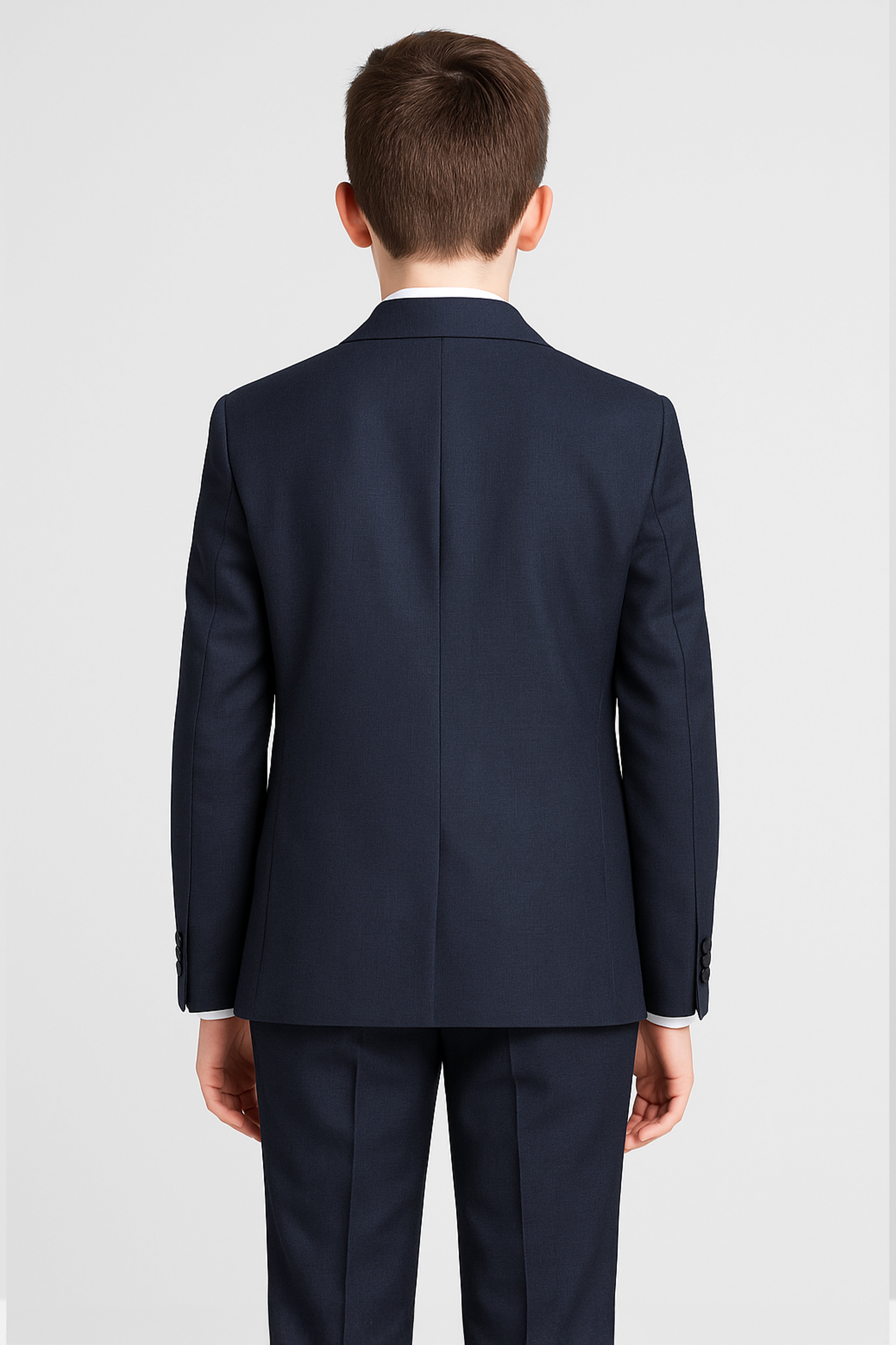 Boys 5-Piece Formal Prom Suit with Double Breasted Waistcoat - Navy Back picture