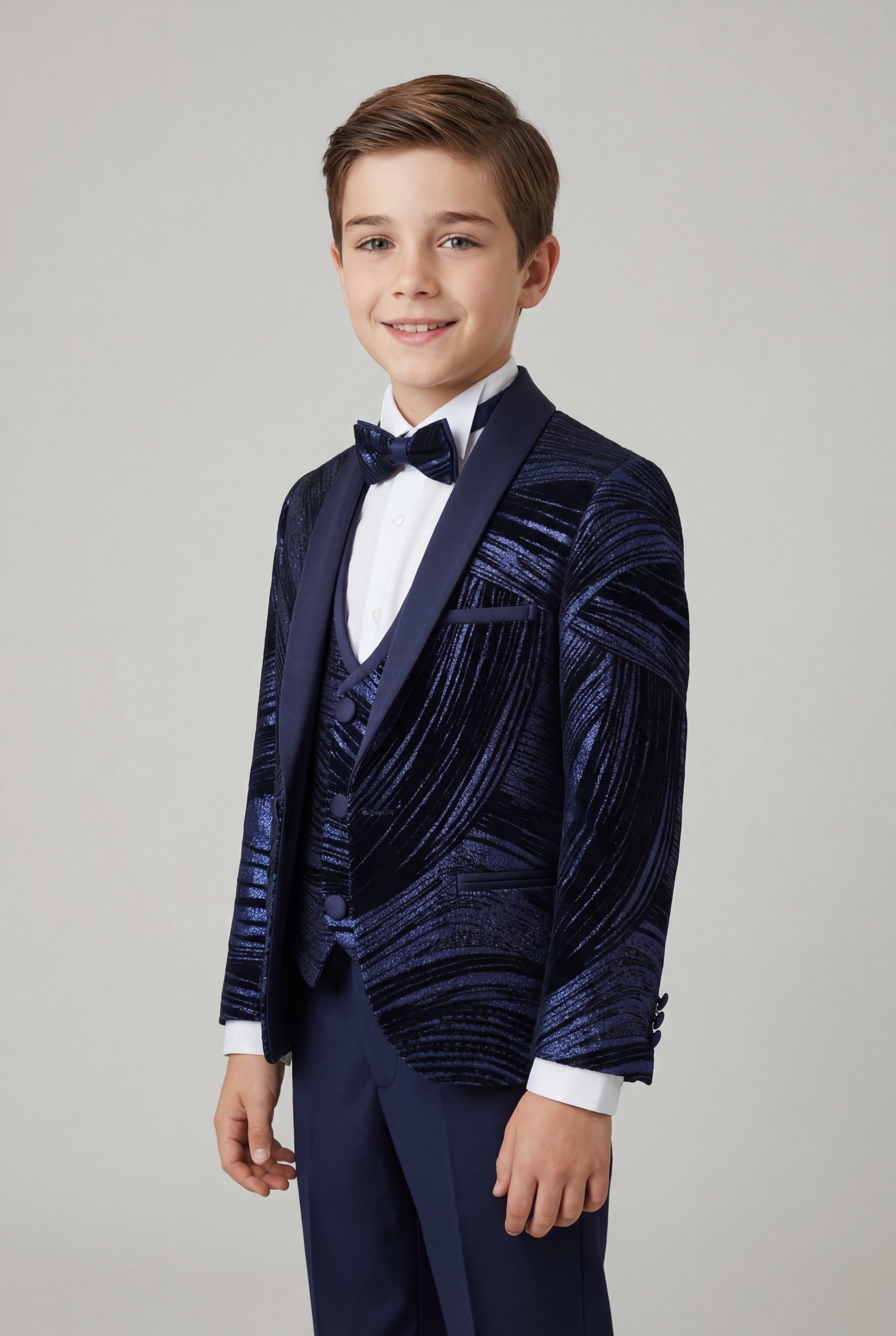 Boys 5-Piece Metallic Jacquard Tuxedo Suit - Parliament Side Picture