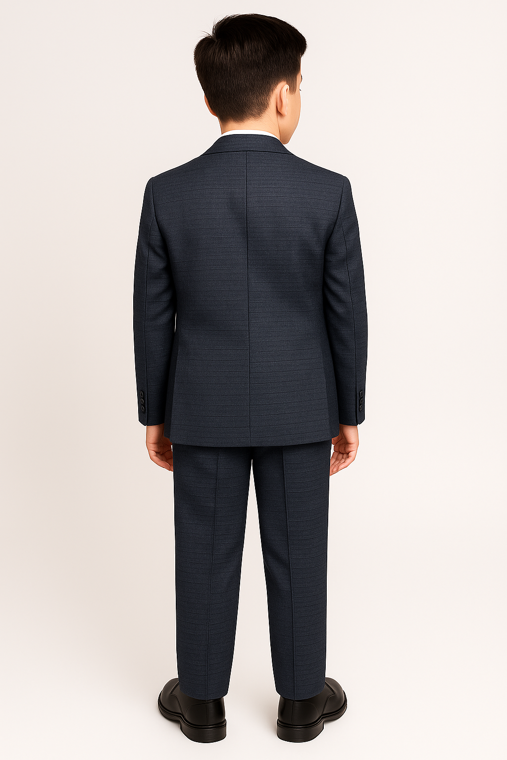 Boys 5-Piece Micro Check Twill Suit - Marcus - Grey Back Picture