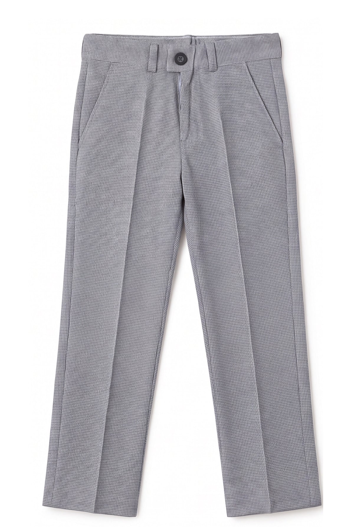 Boys 5-Piece Slim Fit Windowpane Check Suit - Ekose - BLUE Trousers Picture