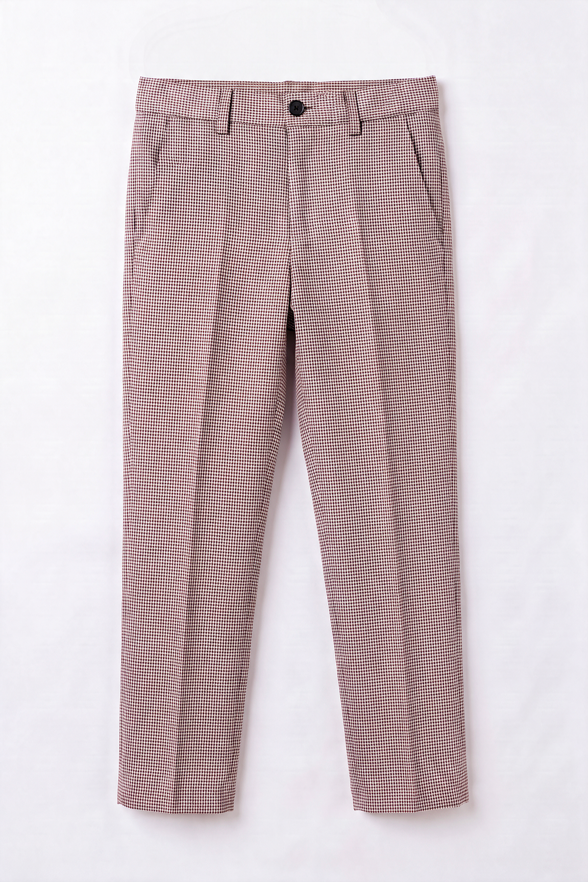 Boys 5-Piece Slim Fit Windowpane Check Suit - Ekose - LILAC & BURGUNDY Trousers Front Picture