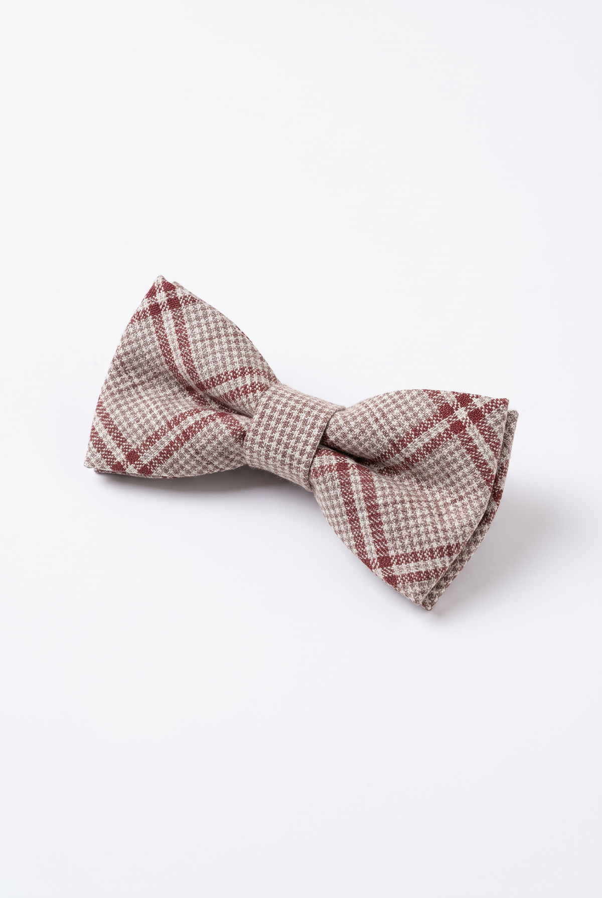 Boys 5-Piece Slim Fit Windowpane Check Suit - Ekose - LILAC & BURGUNDY Bowtie  Picture