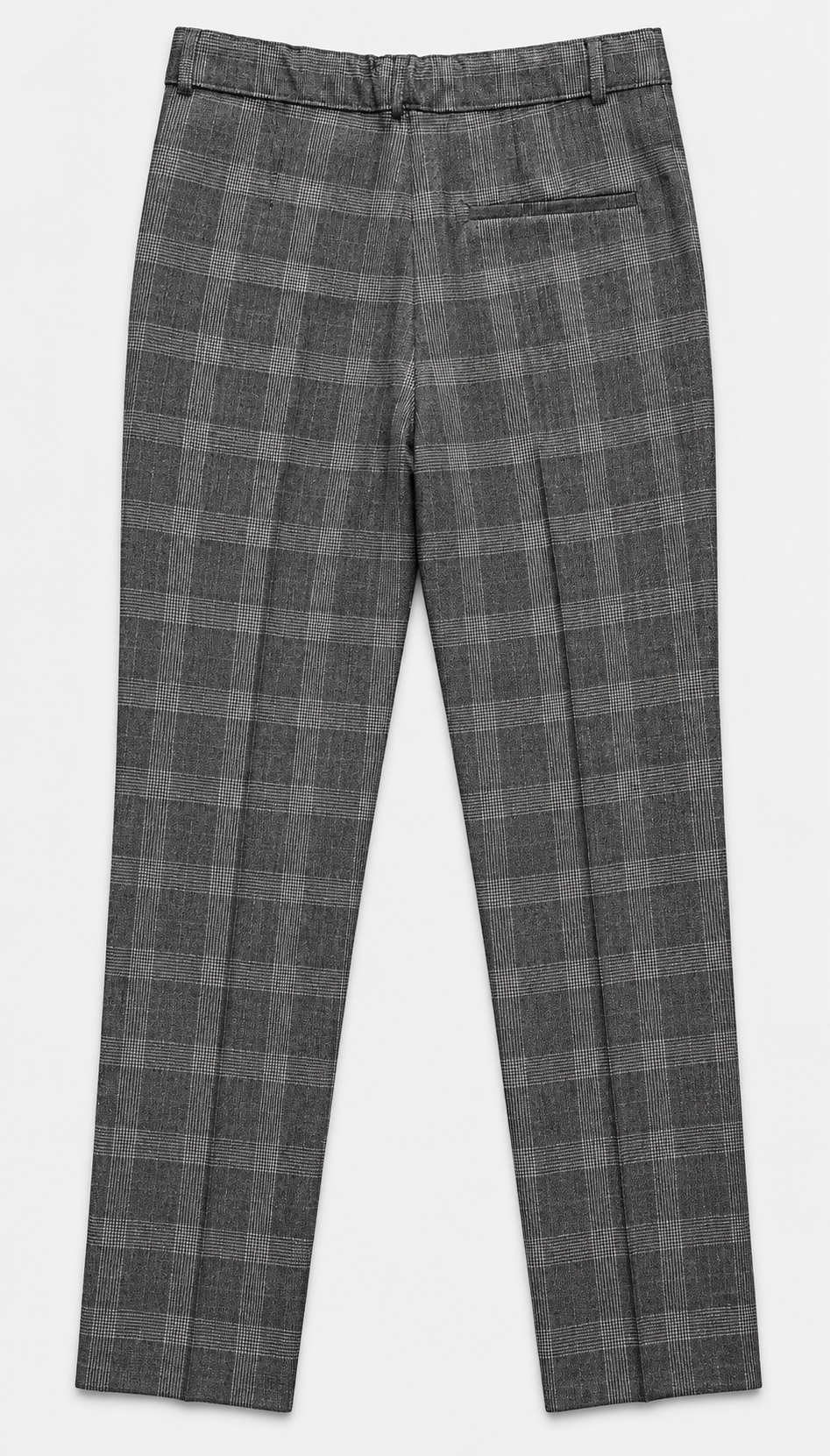 Boys 5-Piece Slim Fit Windowpane Check Suit - Ekose Dark Grey Trousers Back  Picture