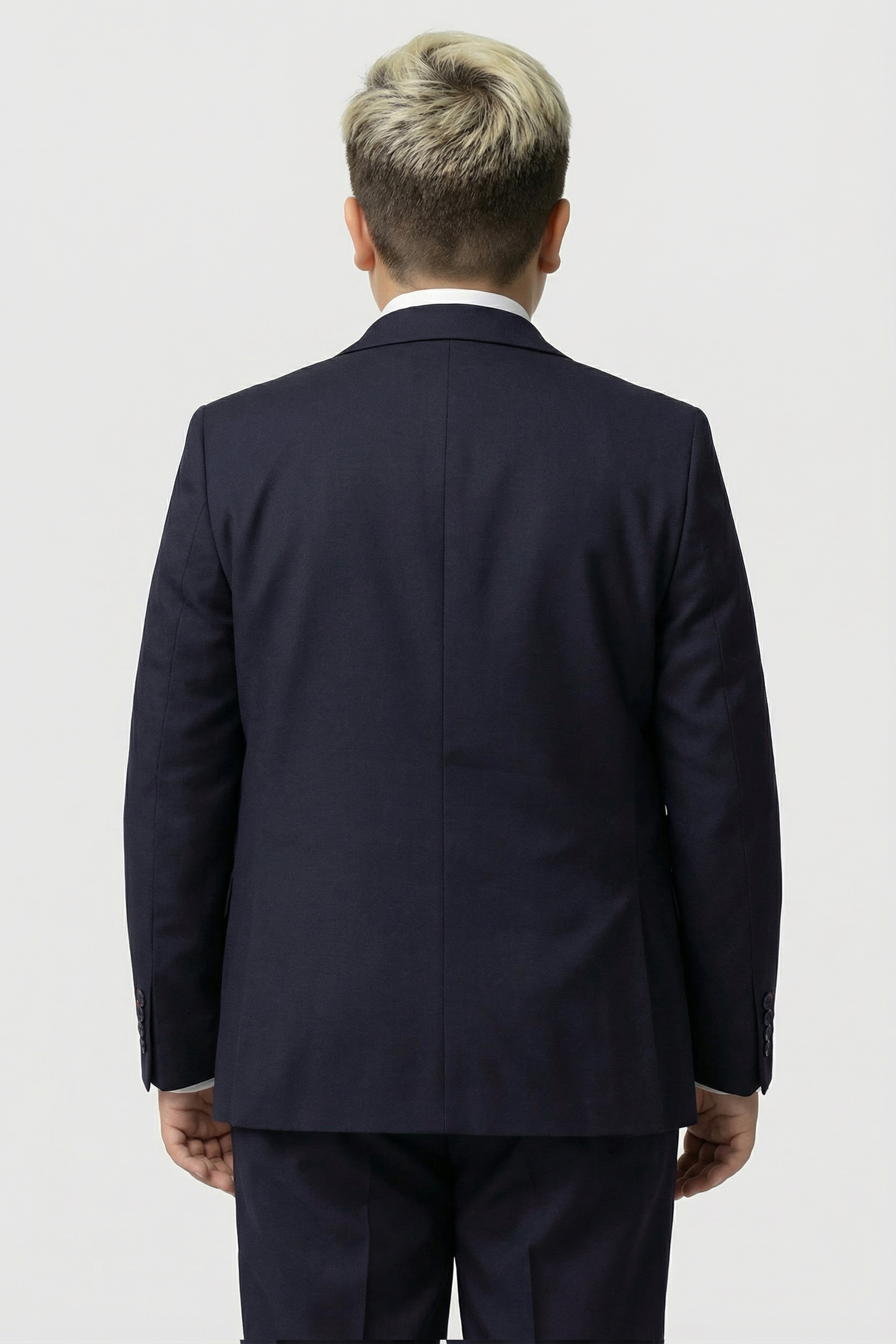 Boys 5-Piece Tailored Fit Formal Suit - Grant - Dark Navy Blue Back Picture for Husky Size