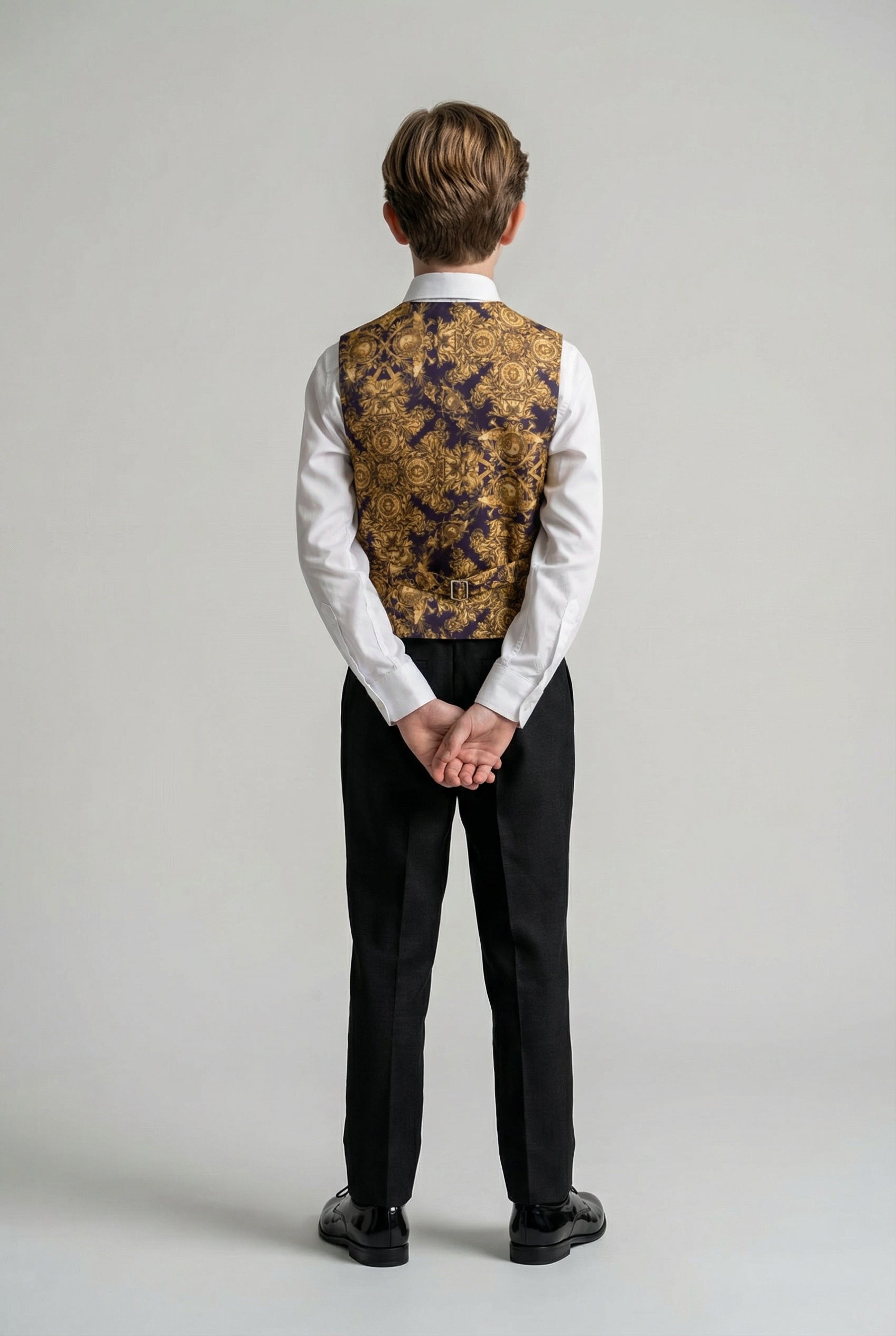 5-teiliger, taillierter Twill-Anzug für Jungen – Jeremy – Schwarz